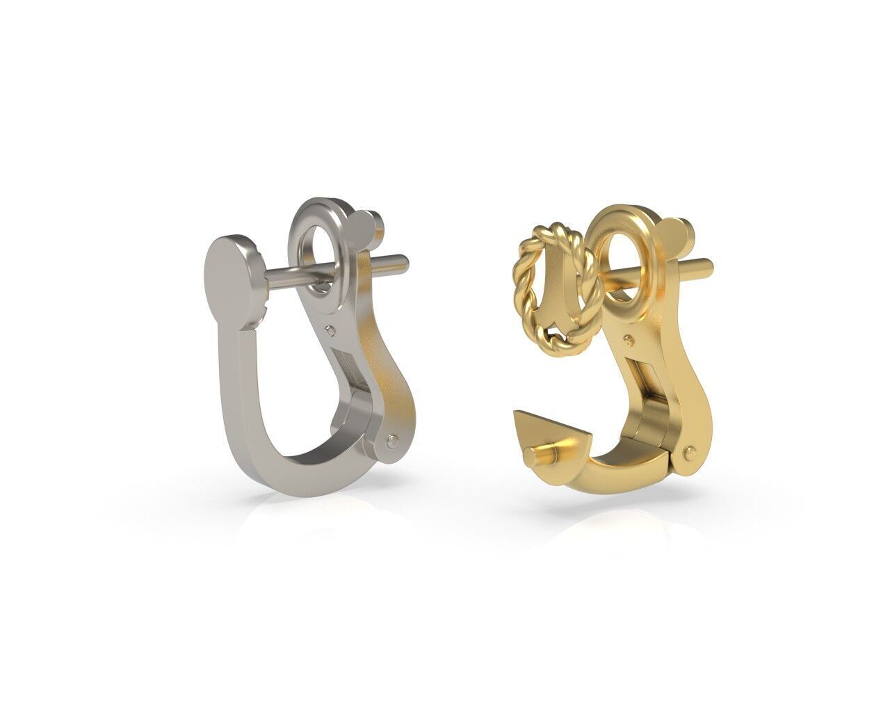 Earring Lock Omega lever Clasp 3D print model_5