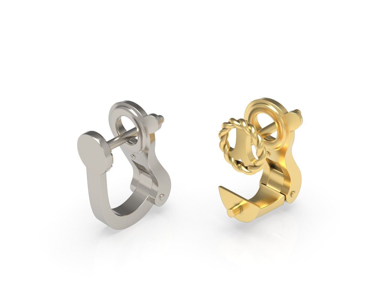 Earring Lock Omega lever Clasp 3D print model_3