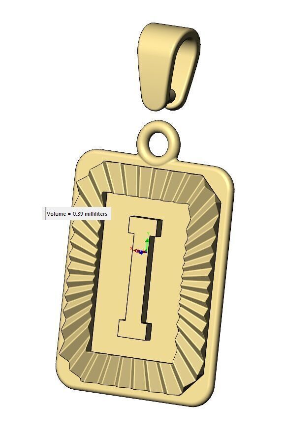 I letter initial NBA font faceted sunrays pendant charm 3D print model_15