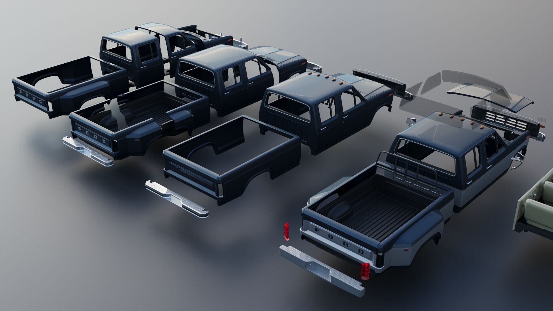 Pickup Truck F-350 Crew Cab 1983 3D print model_23