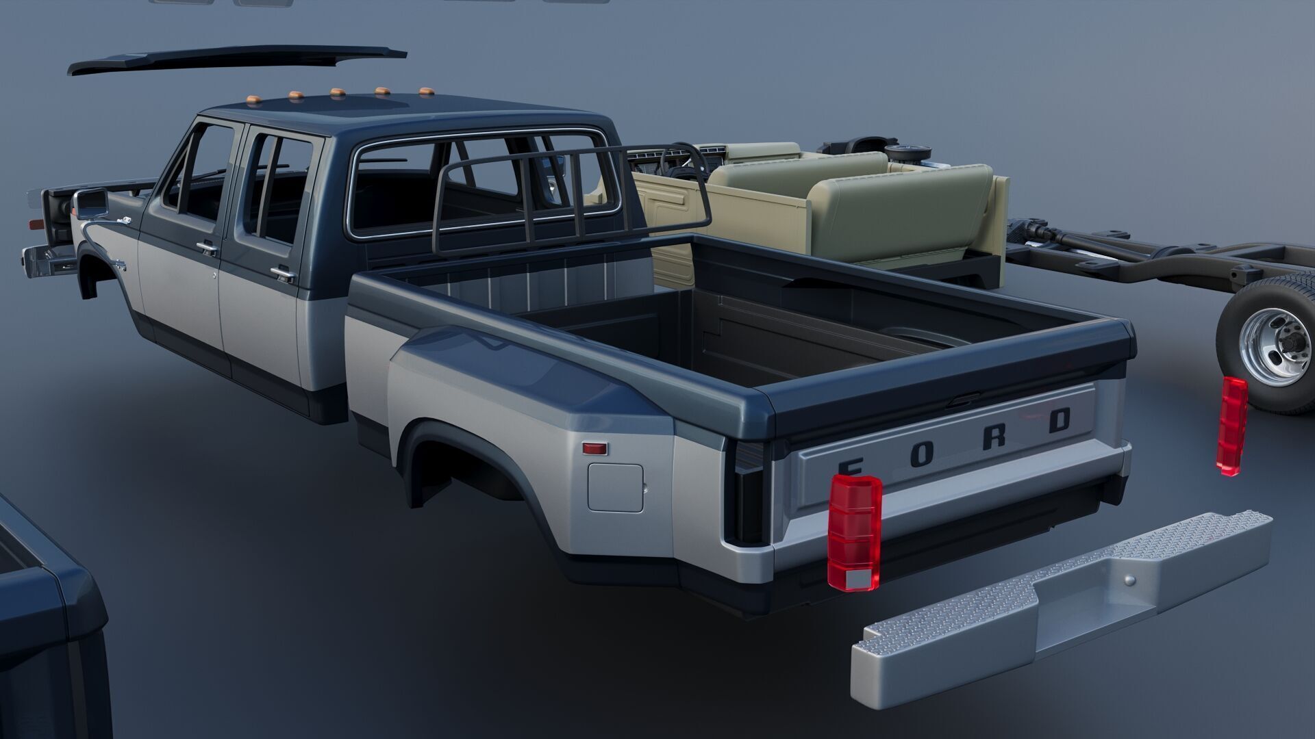Pickup Truck F-350 Crew Cab 1983 3D print model_22