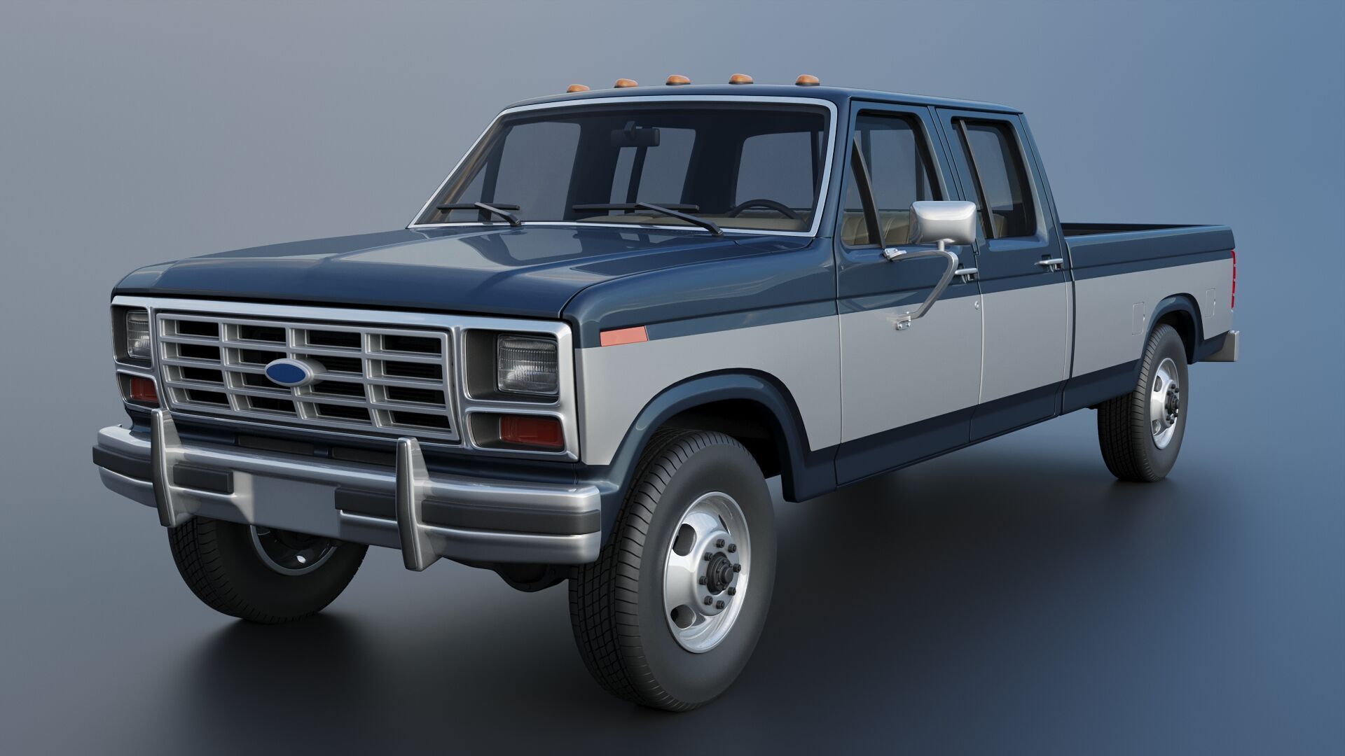 Pickup Truck F-350 Crew Cab 1983 3D print model_2