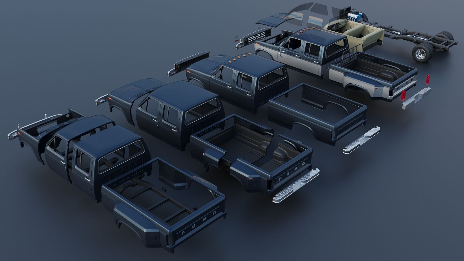 Pickup Truck F-350 Crew Cab 1983 3D print model_21