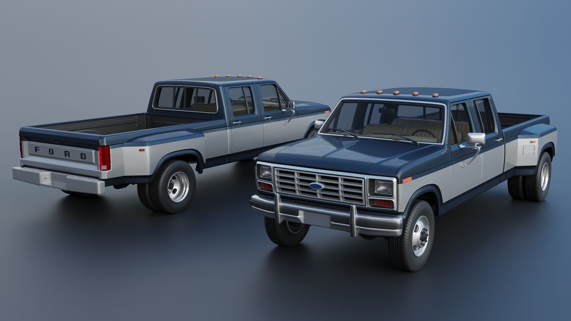 Pickup Truck F-350 Crew Cab 1983 3D print model_1
