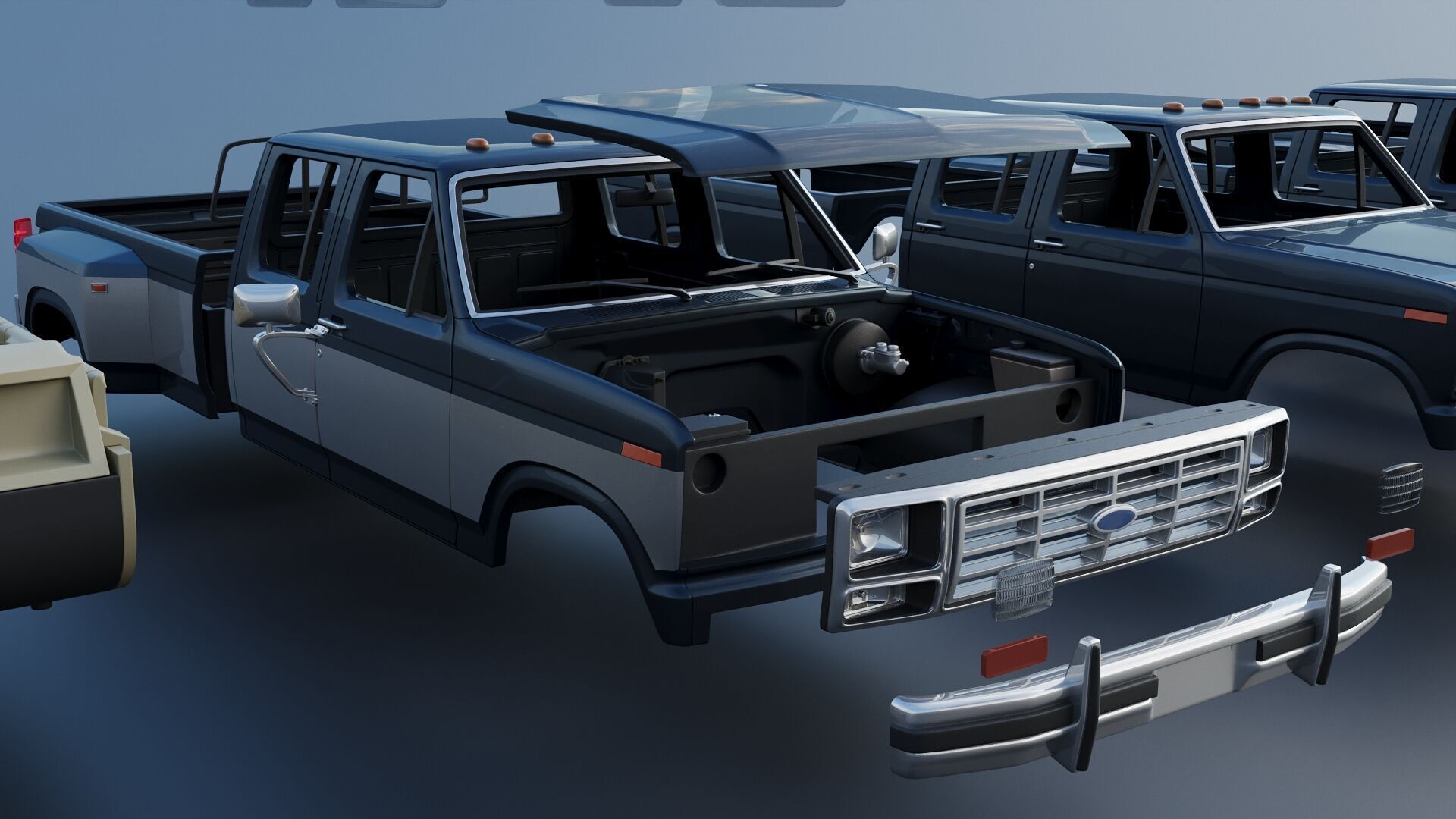 Pickup Truck F-350 Crew Cab 1983 3D print model_25