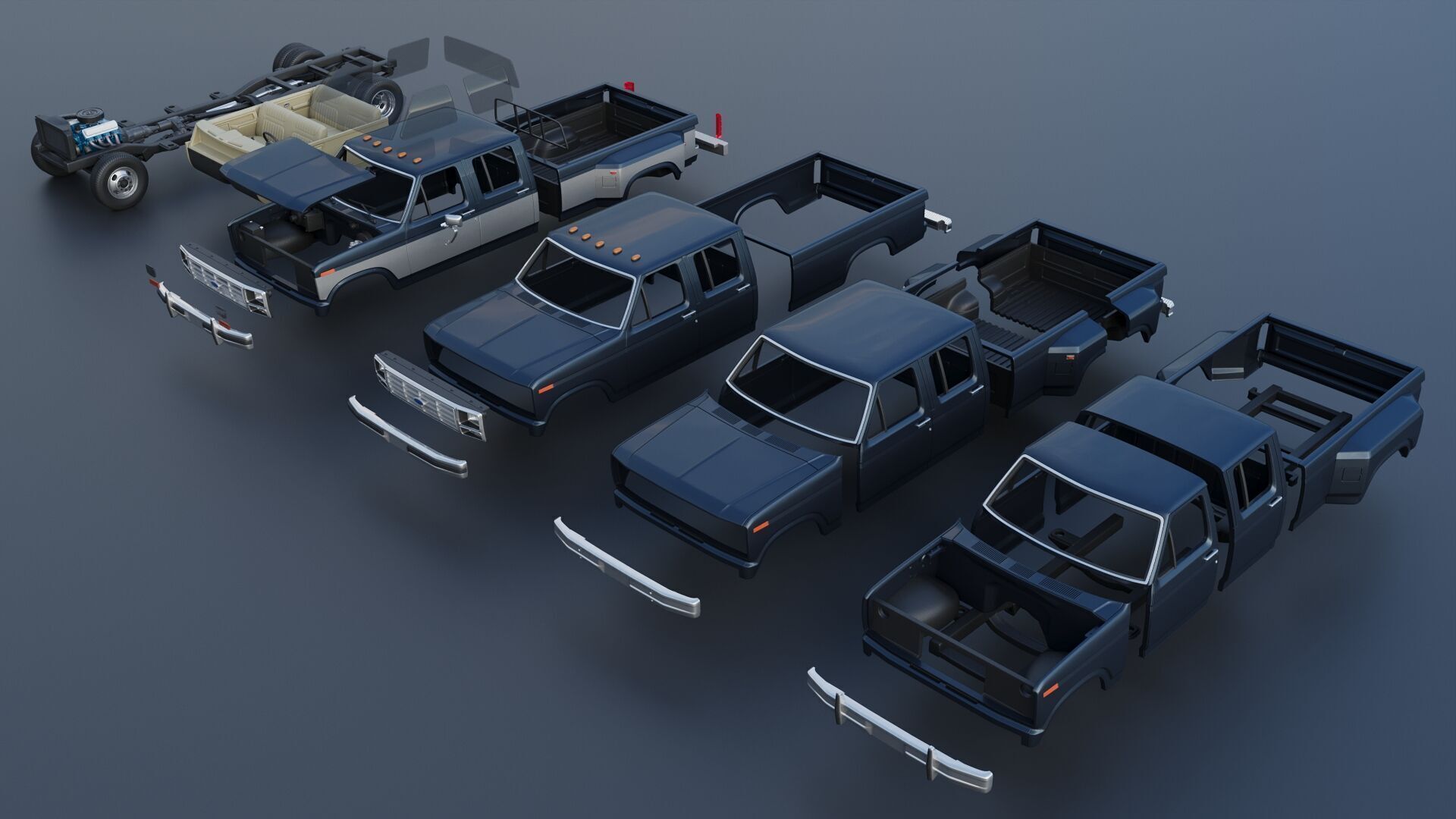 Pickup Truck F-350 Crew Cab 1983 3D print model_19