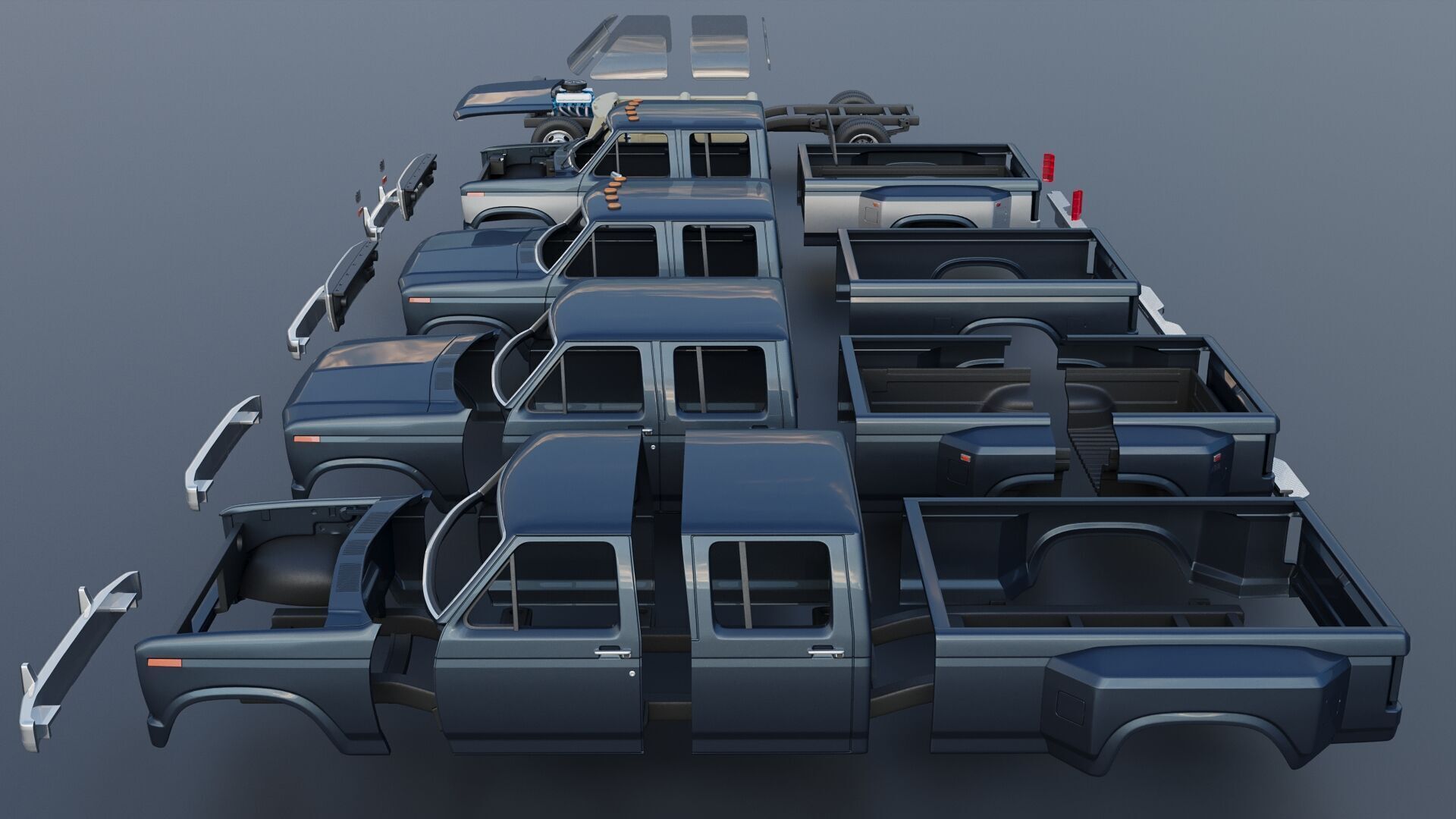 Pickup Truck F-350 Crew Cab 1983 3D print model_20