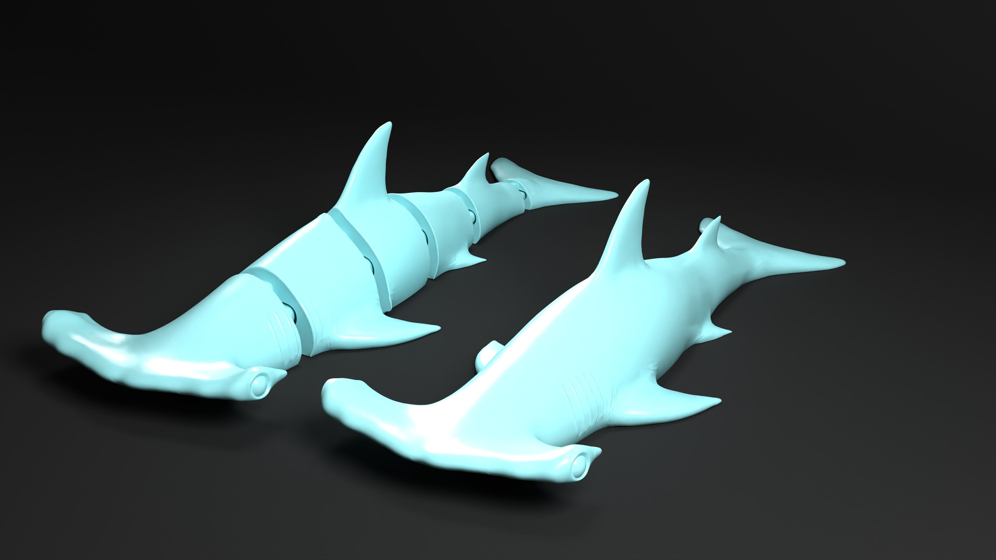 Hammerhead Shark key chain 3D print model_16