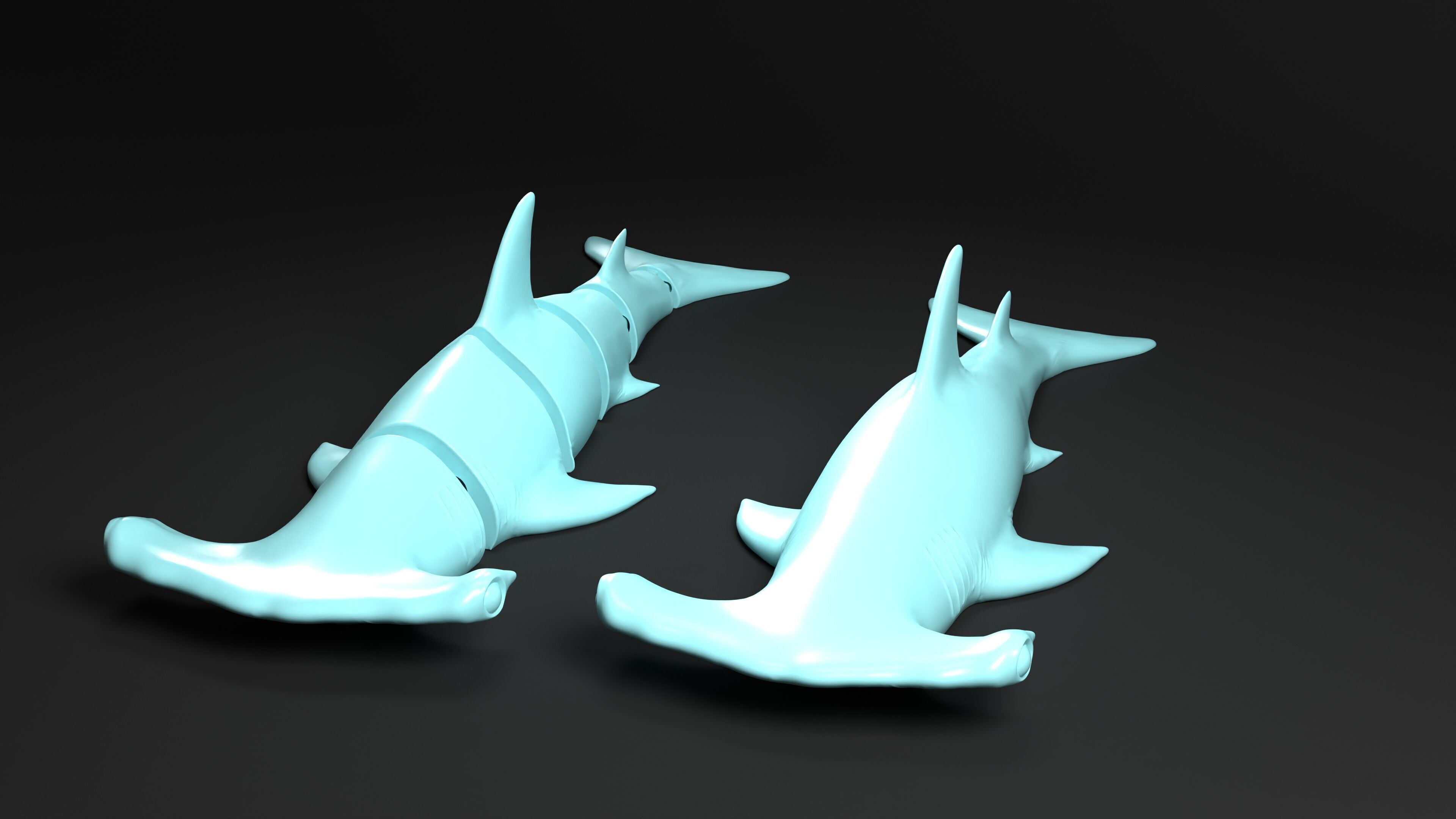 Hammerhead Shark key chain 3D print model_6