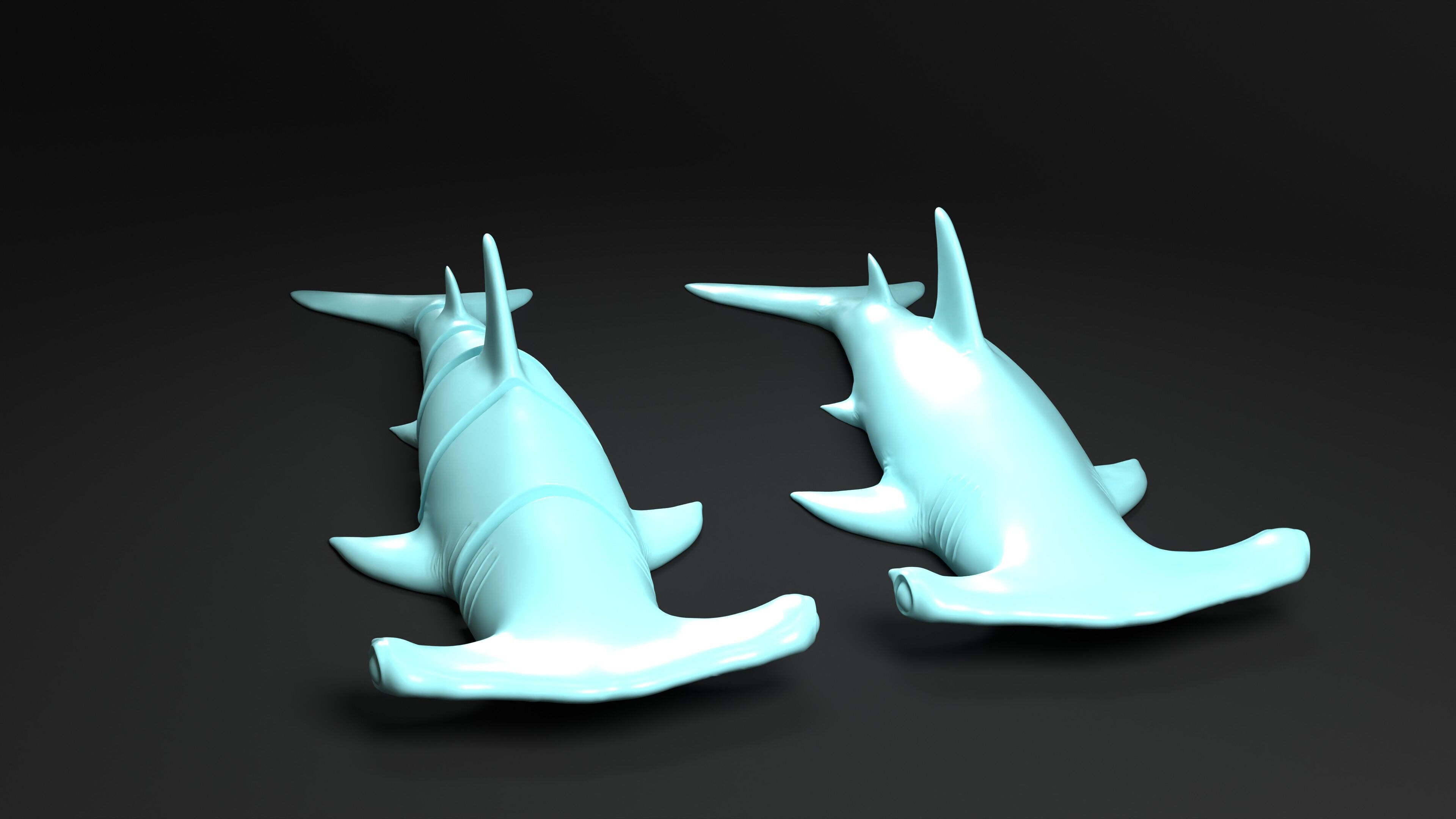 Hammerhead Shark key chain 3D print model_9