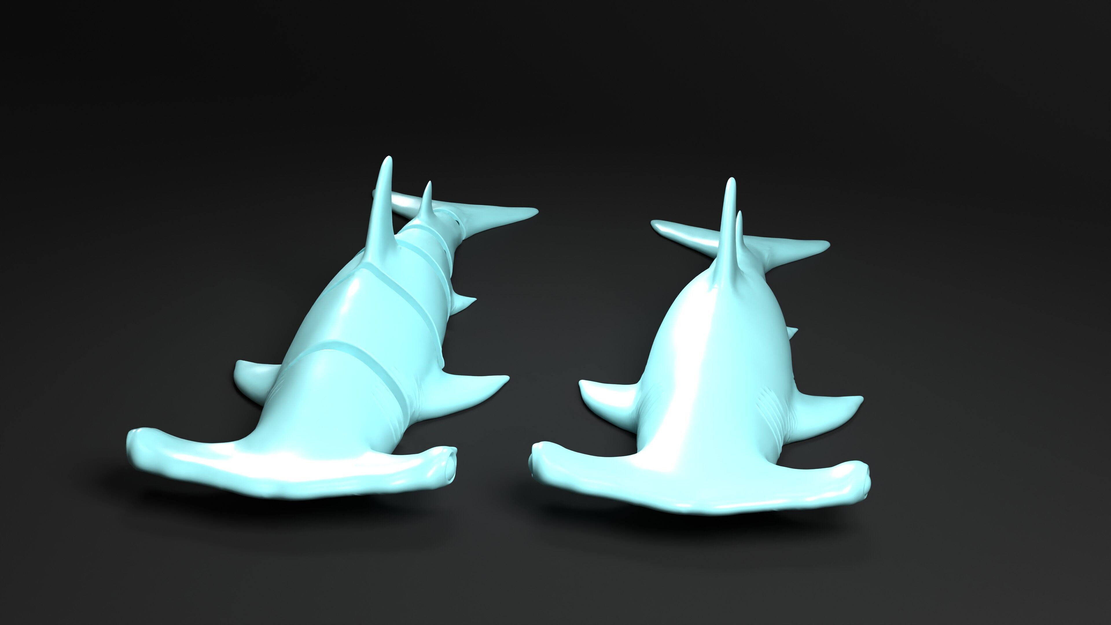 Hammerhead Shark key chain 3D print model_7