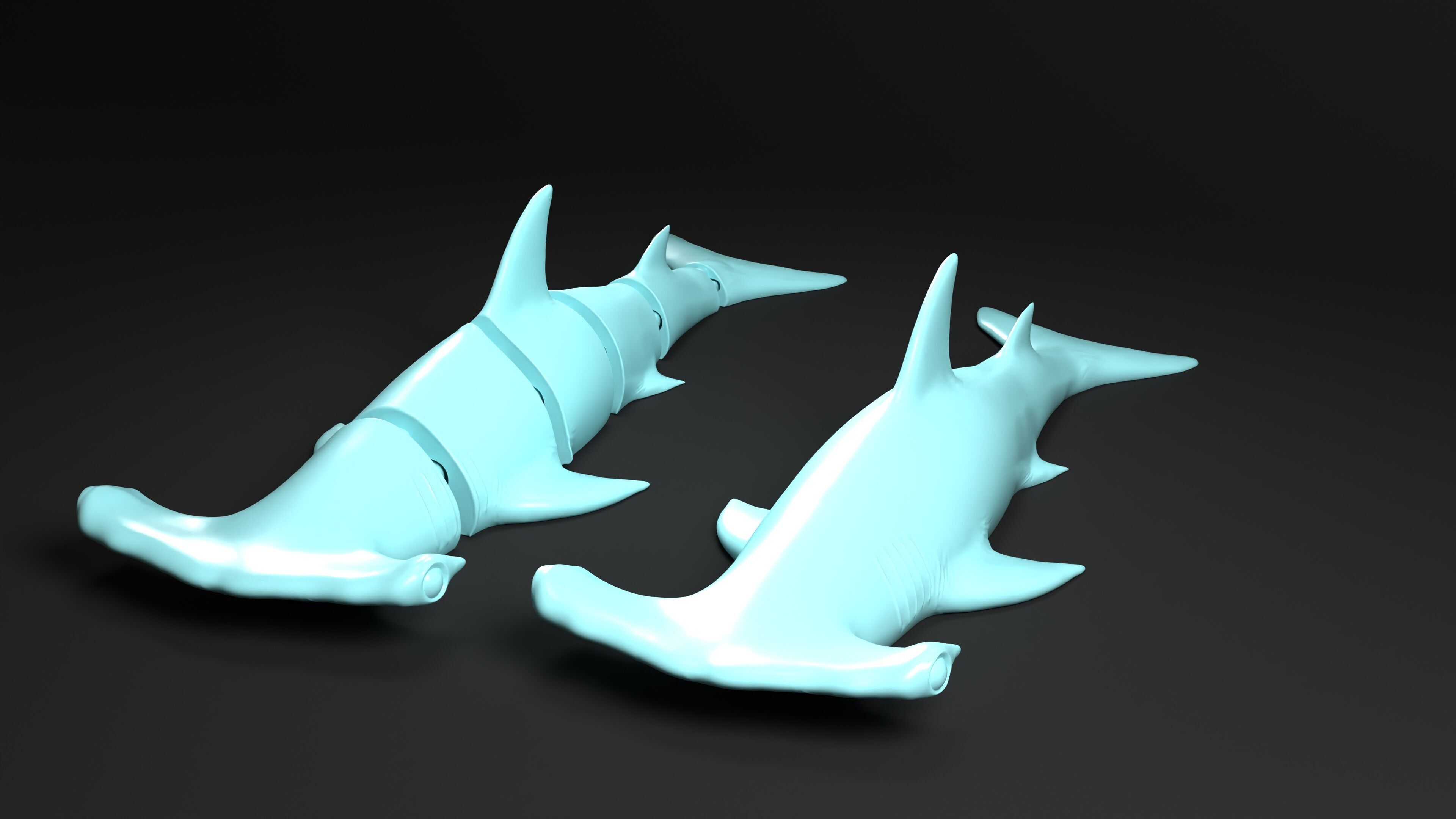Hammerhead Shark key chain 3D print model_15