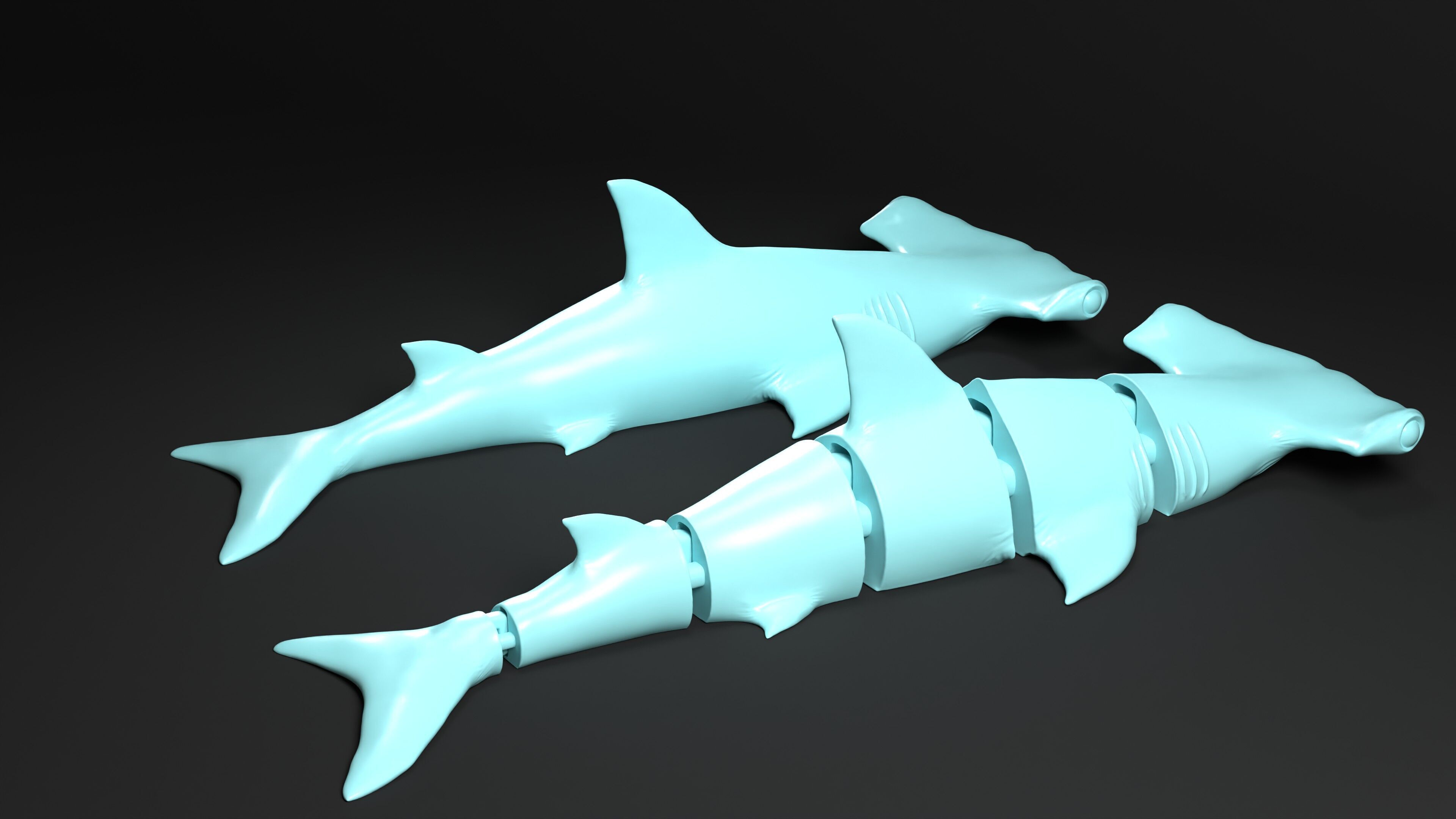 Hammerhead Shark key chain 3D print model_4