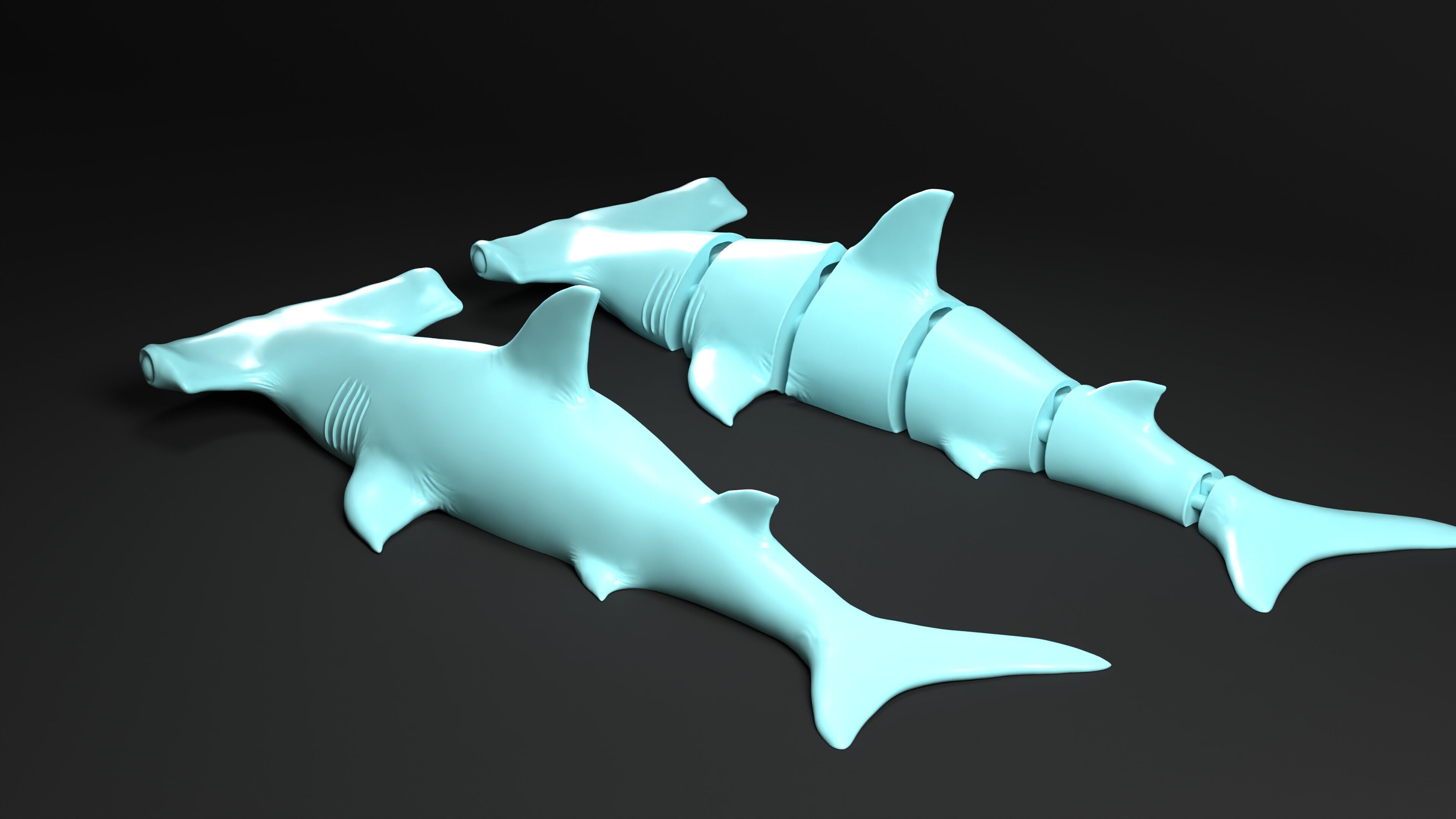 Hammerhead Shark key chain 3D print model_12