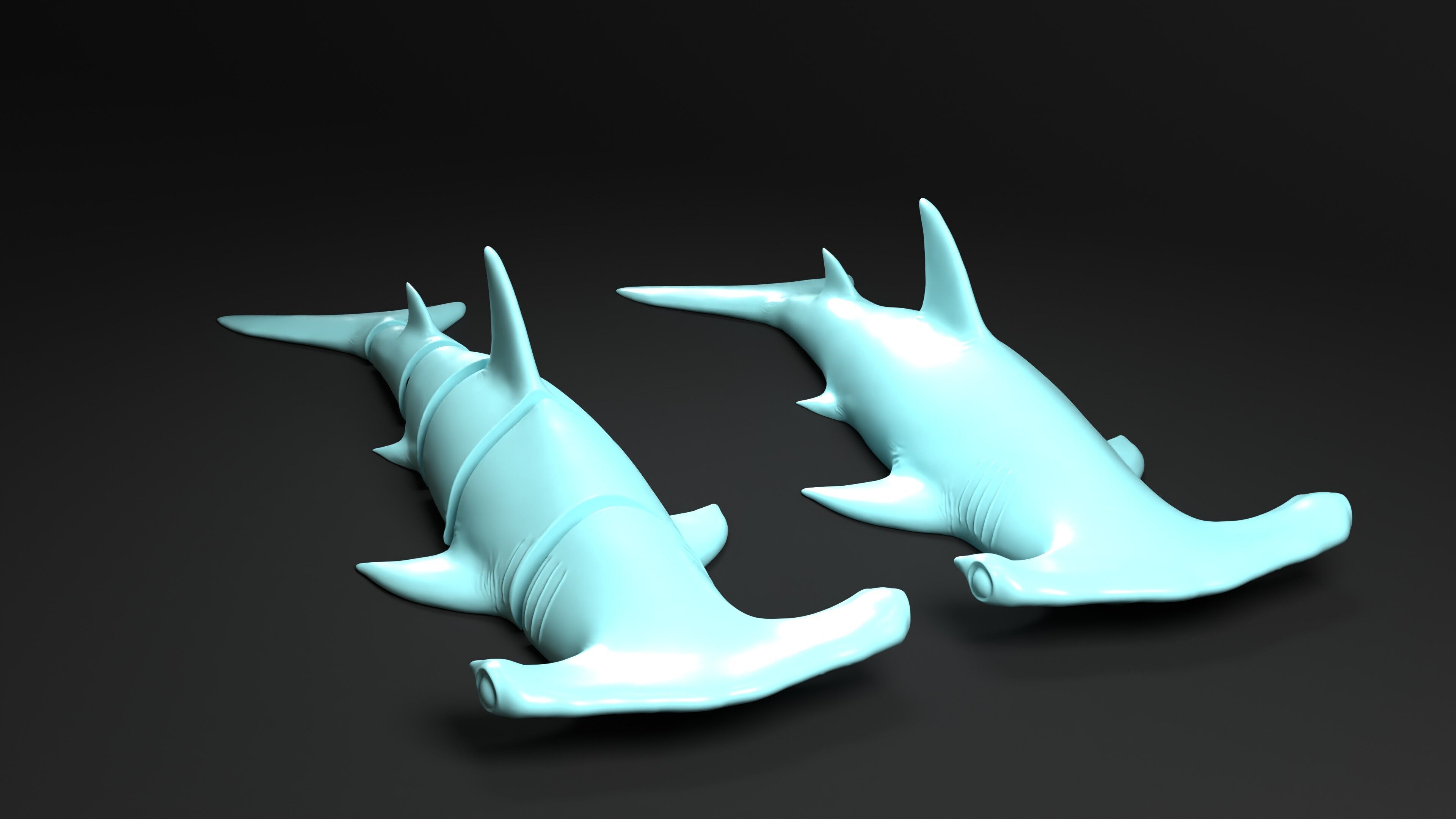 Hammerhead Shark key chain 3D print model_10