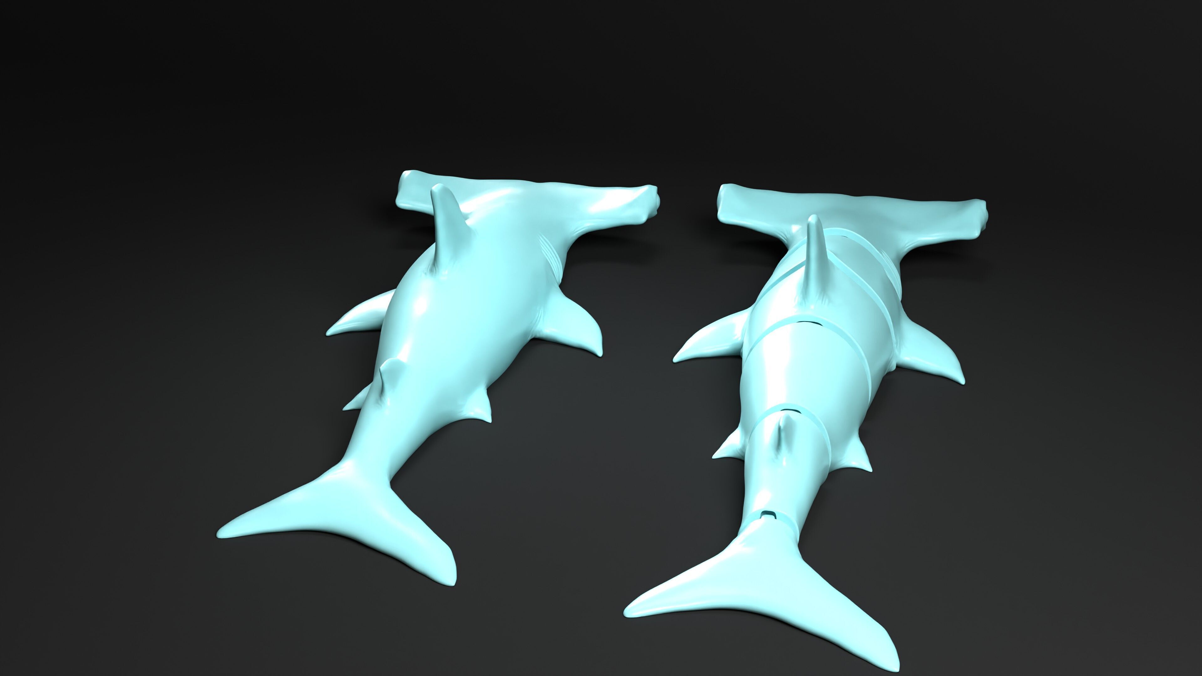 Hammerhead Shark key chain 3D print model_11