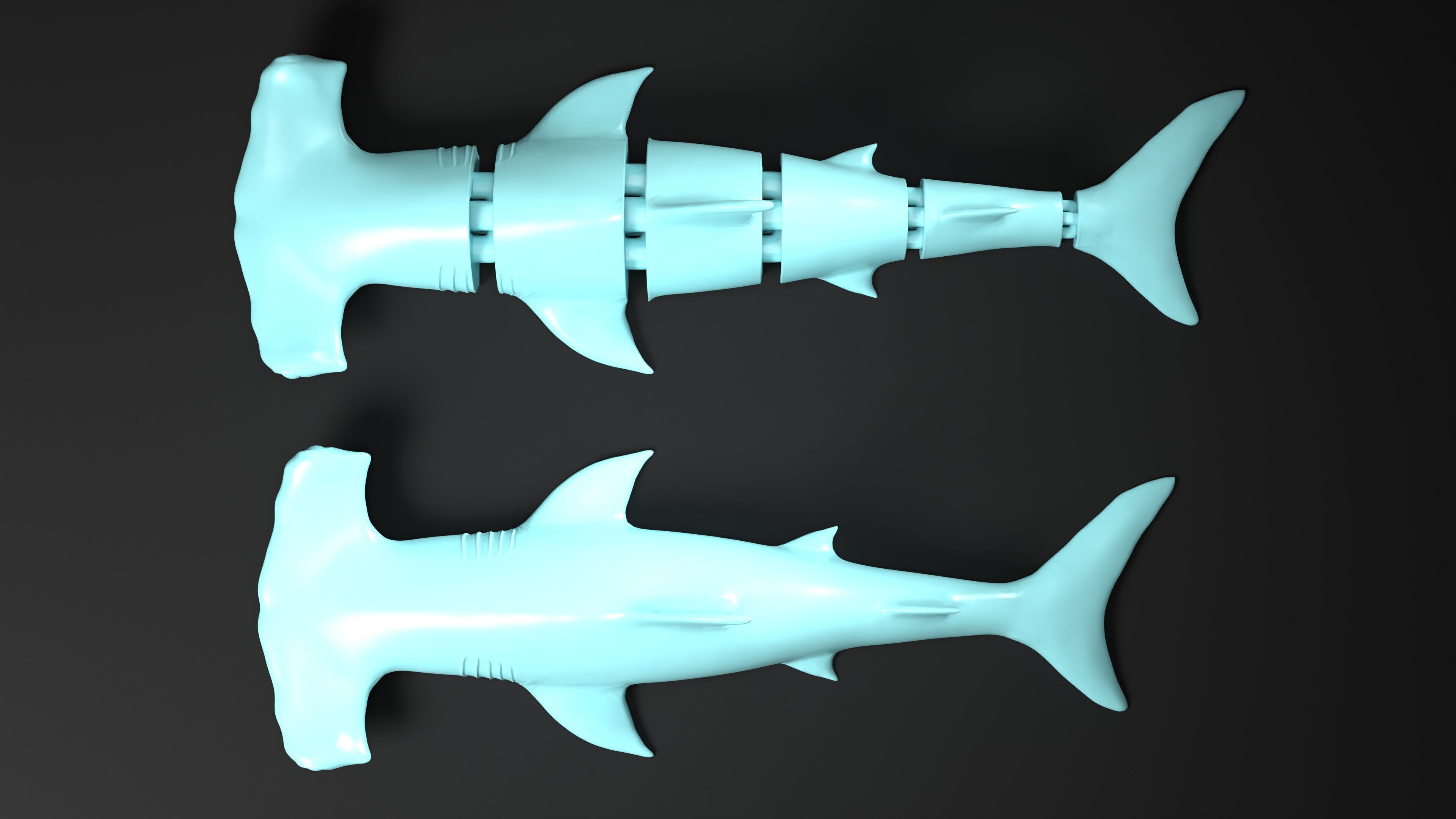 Hammerhead Shark key chain 3D print model_3