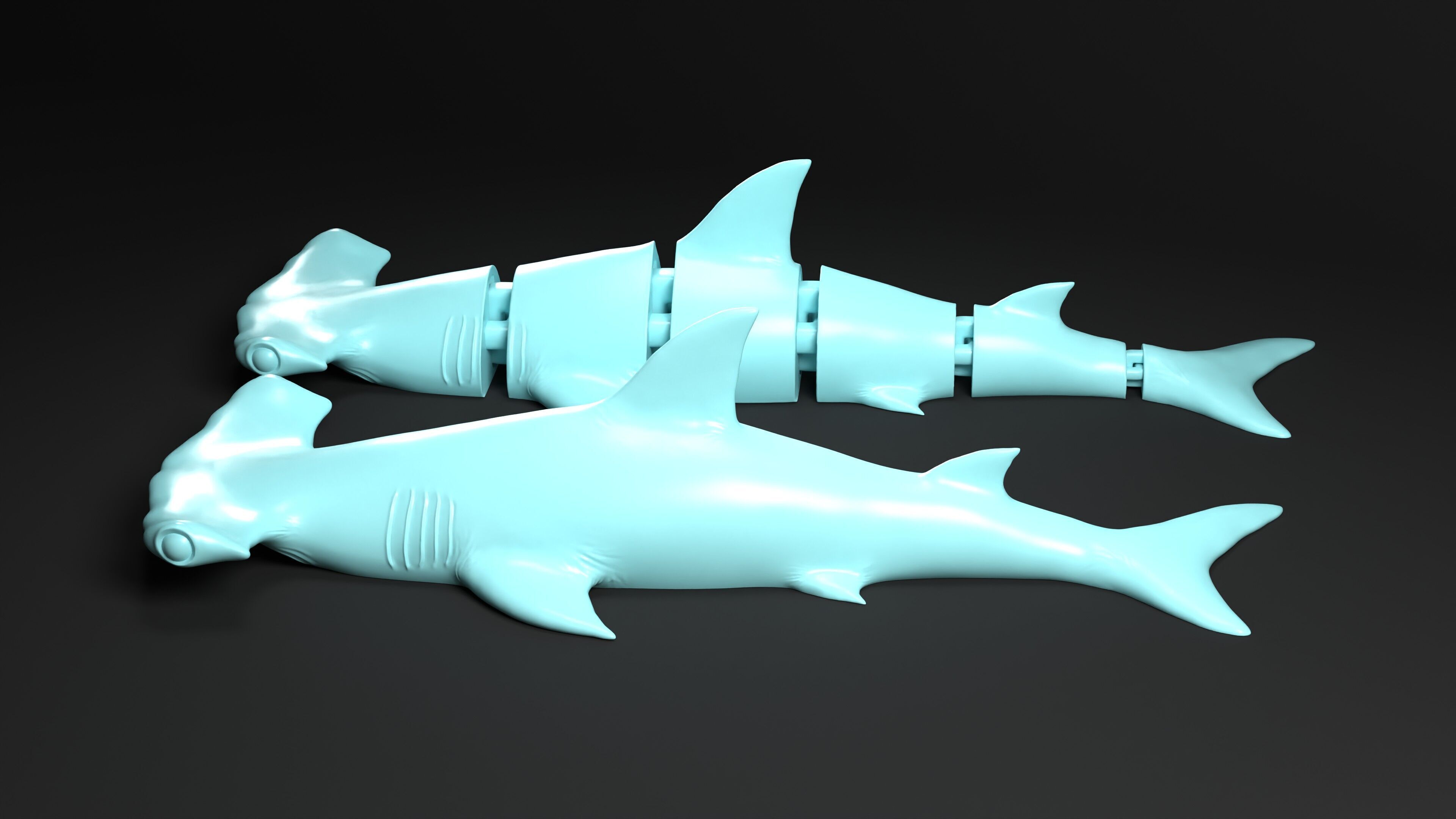 Hammerhead Shark key chain 3D print model_2