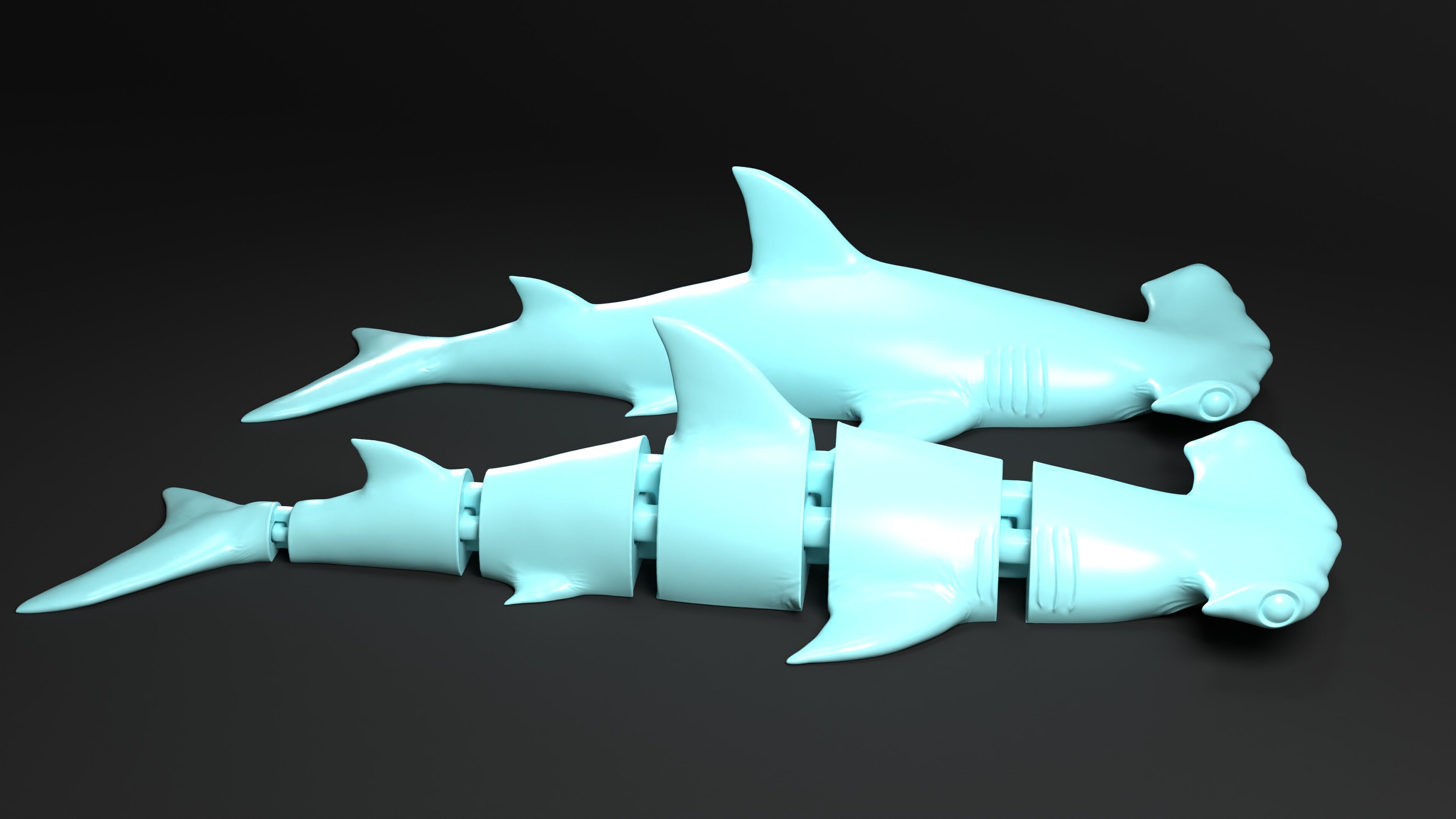 Hammerhead Shark key chain 3D print model_1