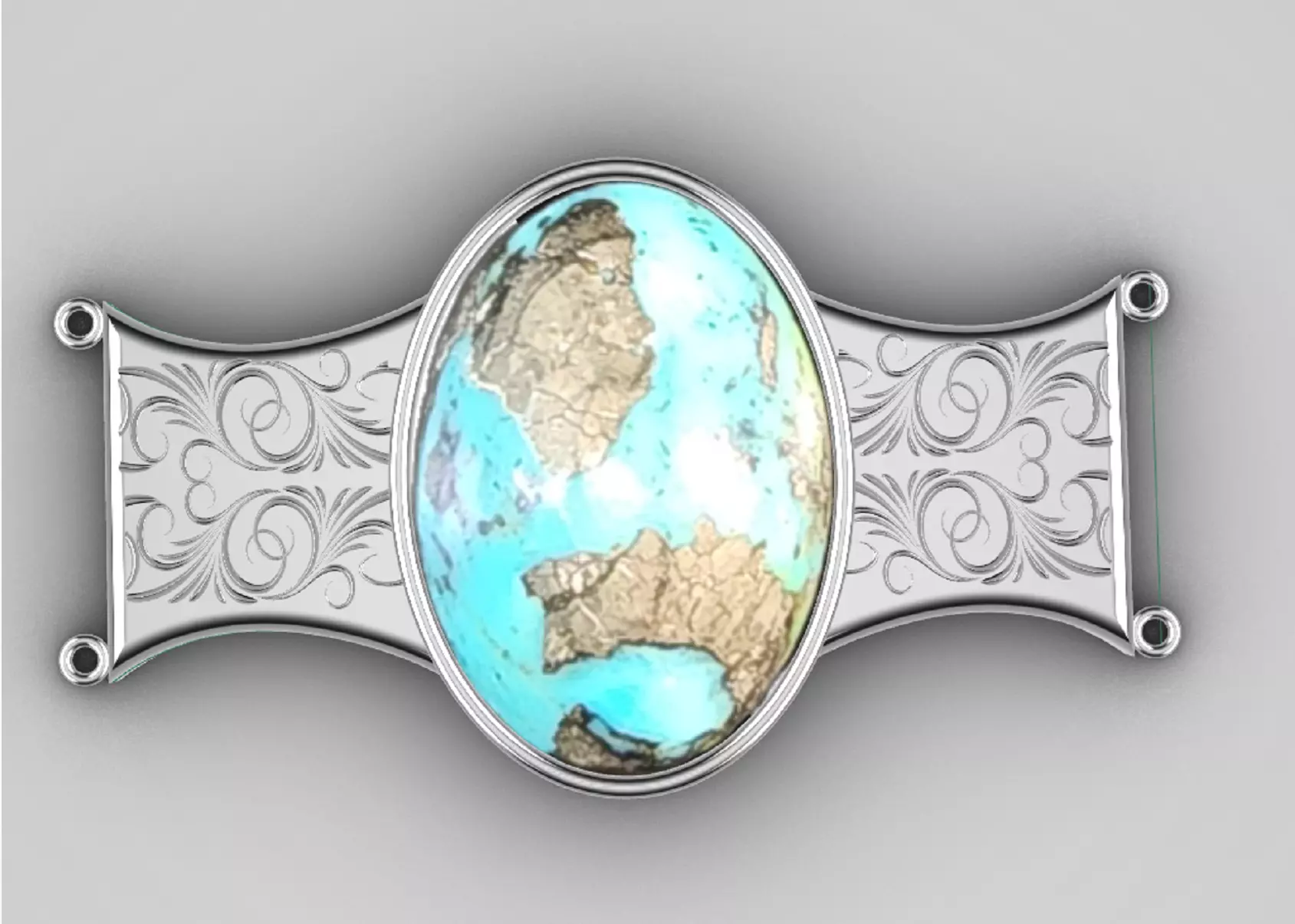 Turquoise silver bracelet 3D print model