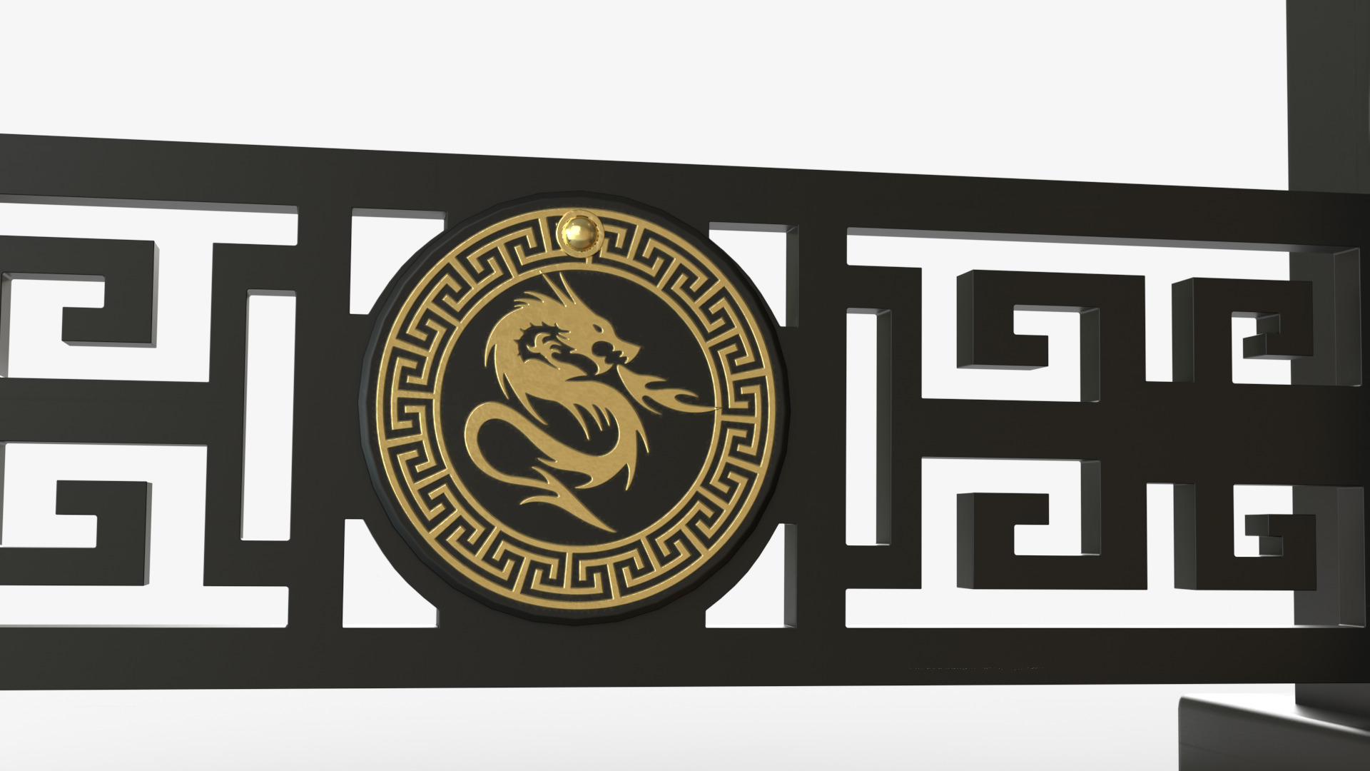 Gold Double Bladed Katana Wakizashi and Stand 3D model_10