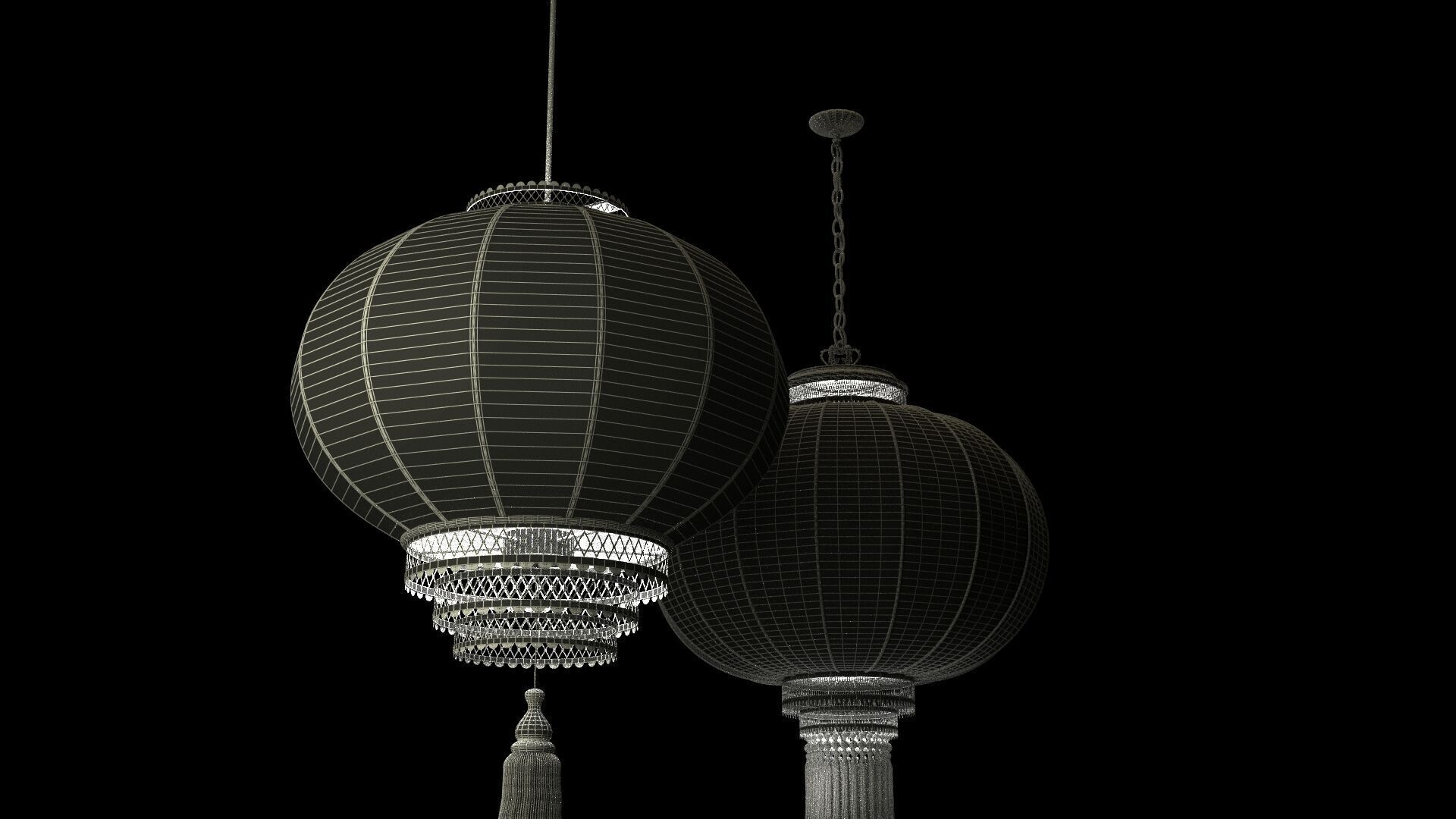 Chinese red lantern  Low-poly 3D model_12