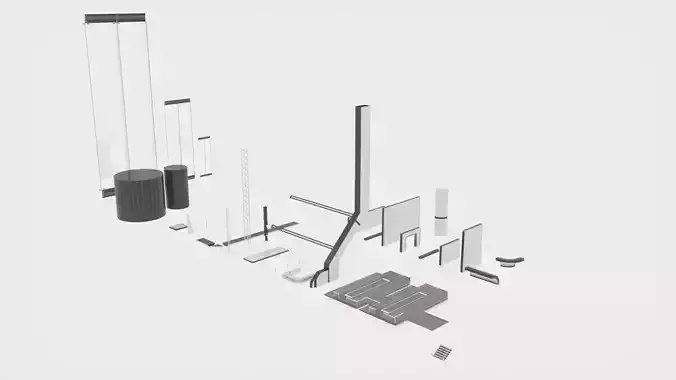 Sci-Fi Style Building Components 3D model