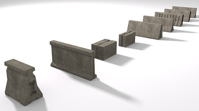 Construction Concrete Barrier Low-poly 3D model