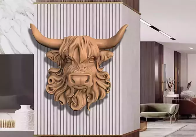 BUFFALO HEAD FOR DECORATION  3D print model