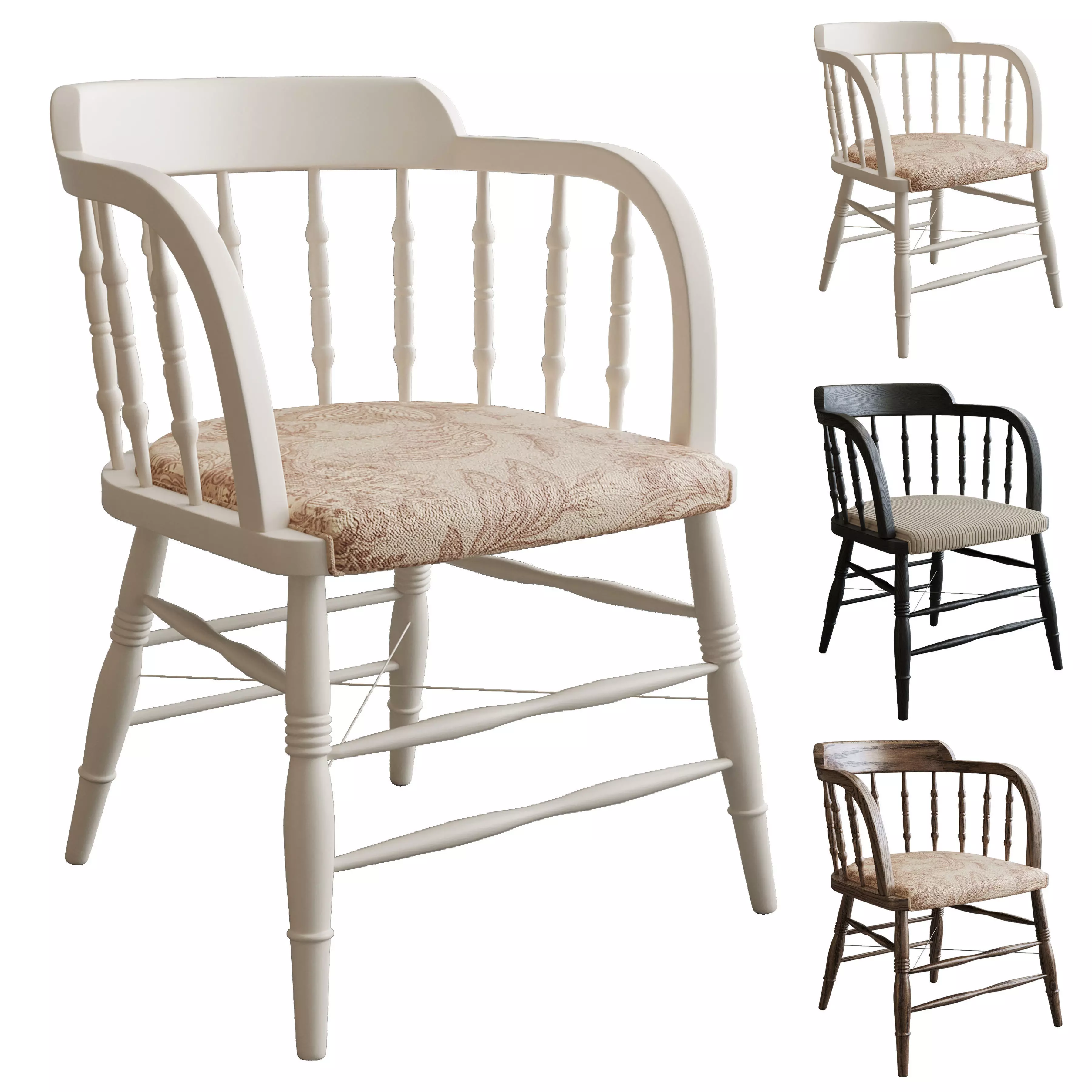 Windsor Chair Low-poly 3D model_0