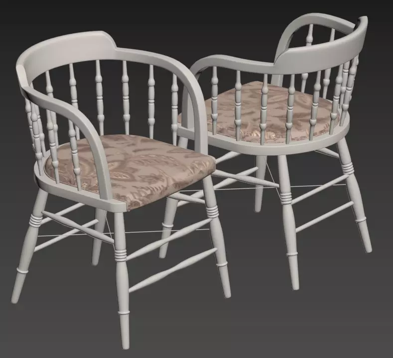 Windsor Chair Low-poly 3D model_5