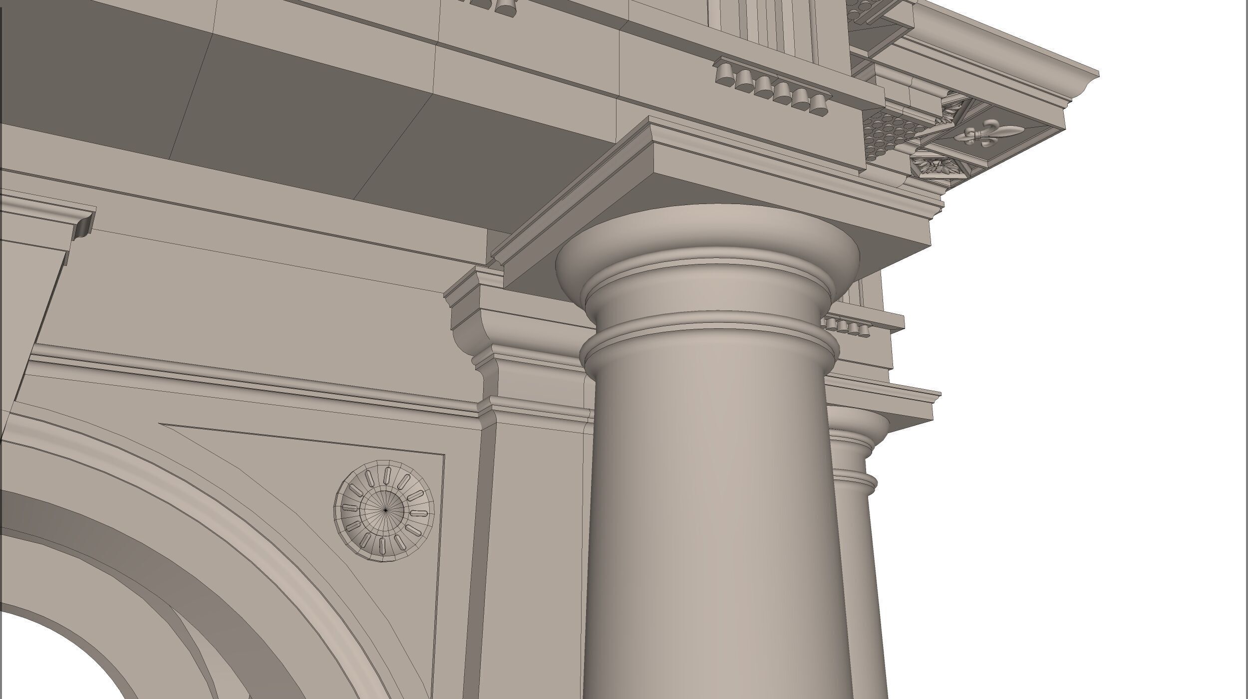 Arched portico in Doric mutulary column order gazebo 3D model_7