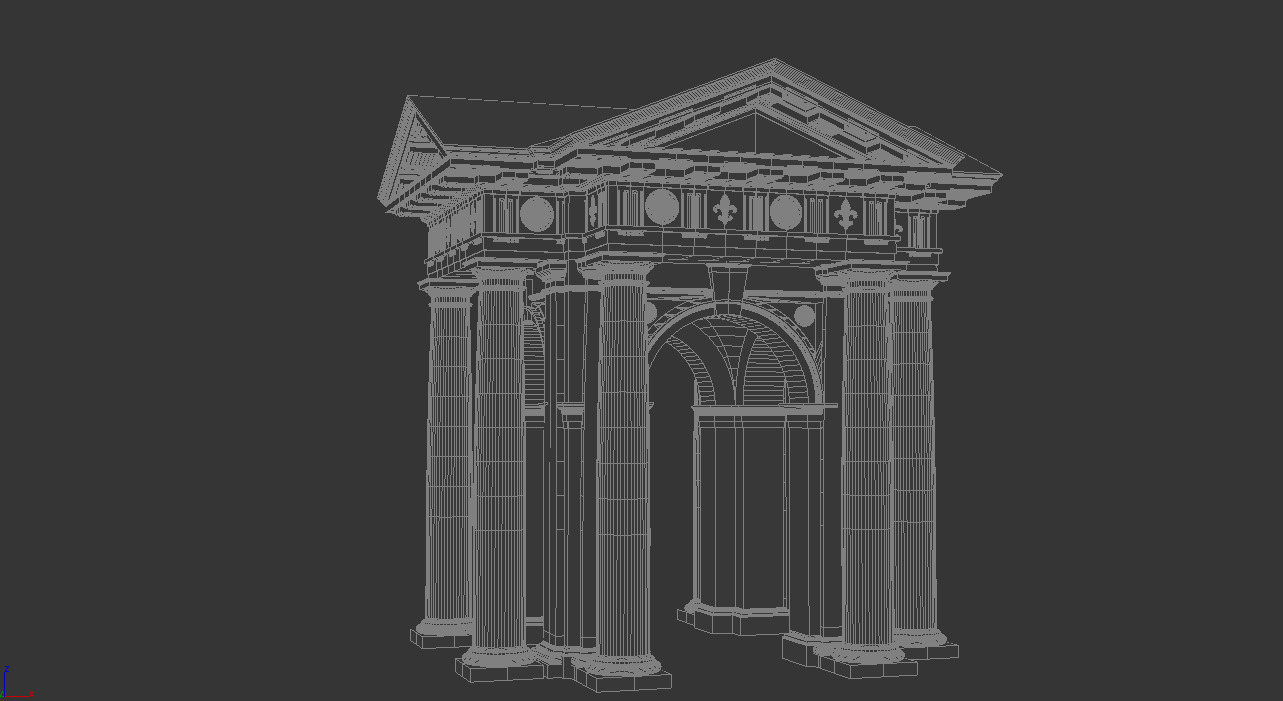 Arched portico in Doric mutulary column order gazebo 3D model_12