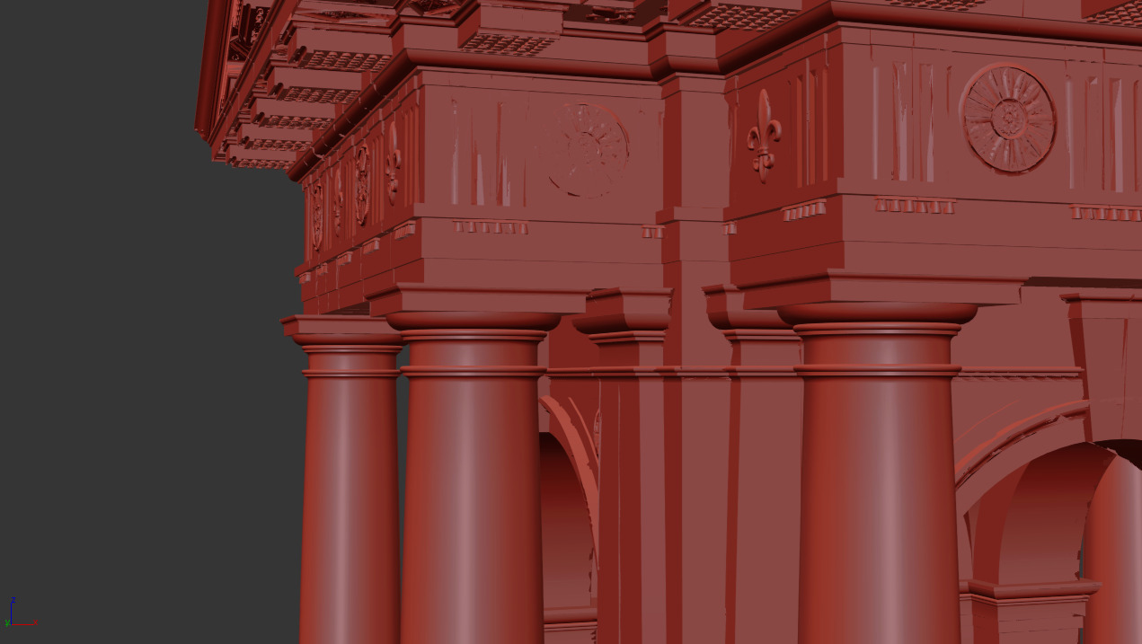 Arched portico in Doric mutulary column order gazebo 3D model_11