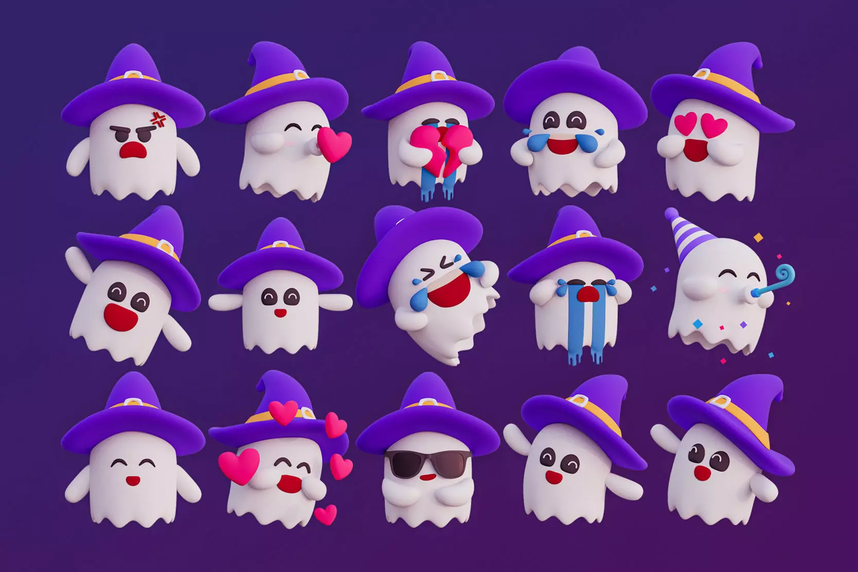 Ghost Witch Halloween Character Pack 3D model_0