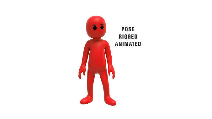 Low Poly Red Guy Rigged Low-poly 3D model