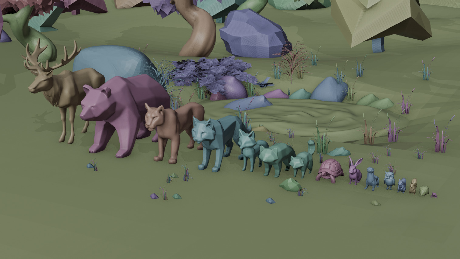 Low Poly Forest Animal Pack  Low-poly 3D model_4