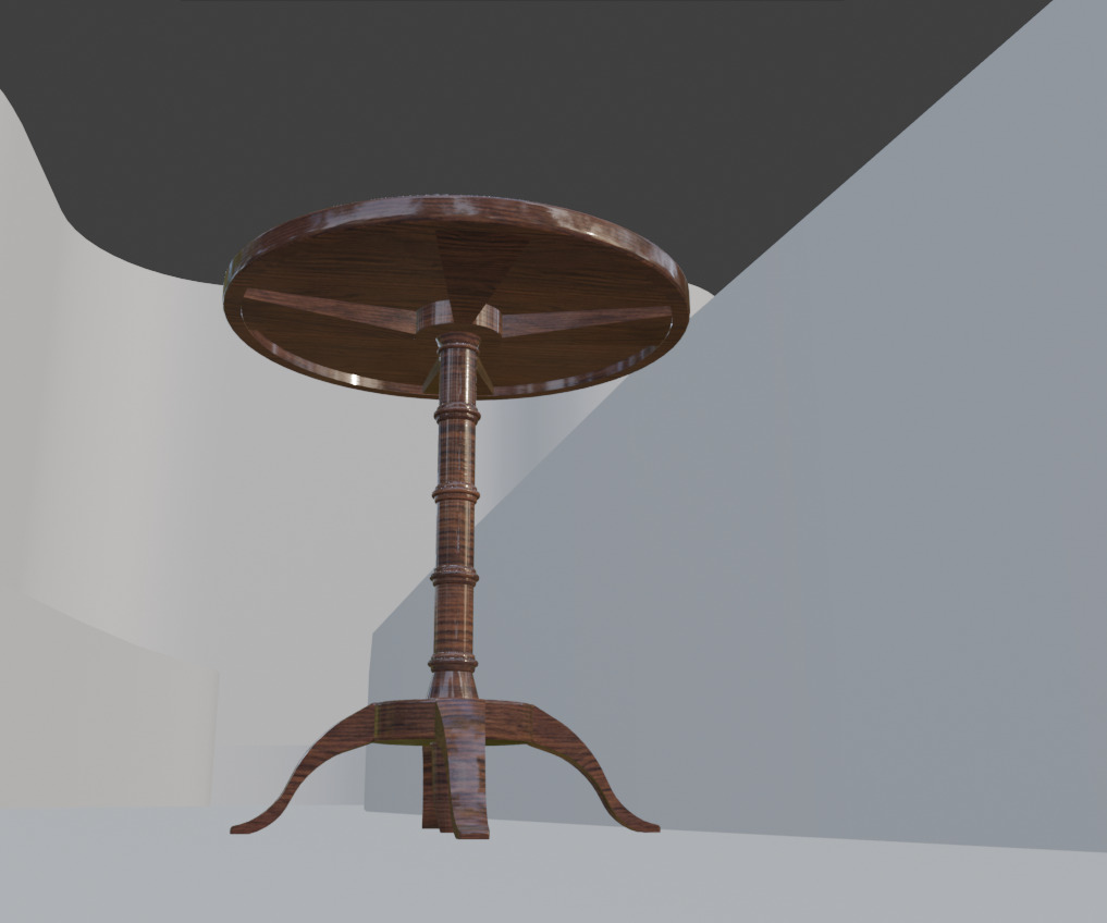 Antique Round Wooden Side Table High Quality 3D Model 3D model_1