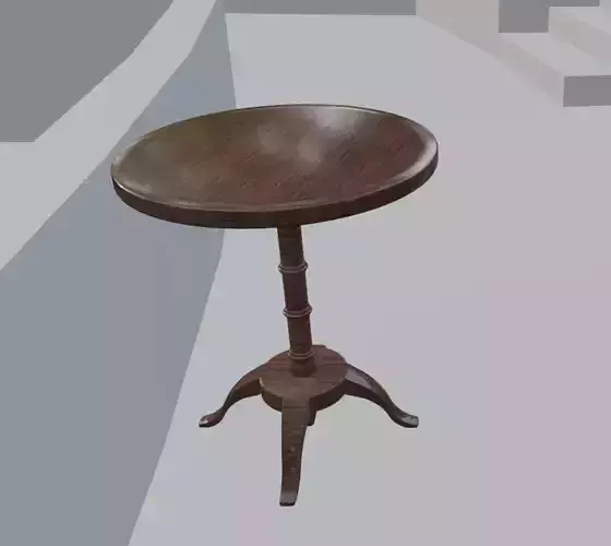 Antique Round Wooden Side Table High Quality 3D Model