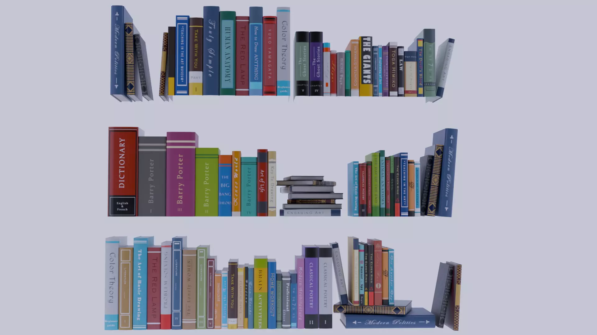Books for interior decoration Free low-poly 3D model