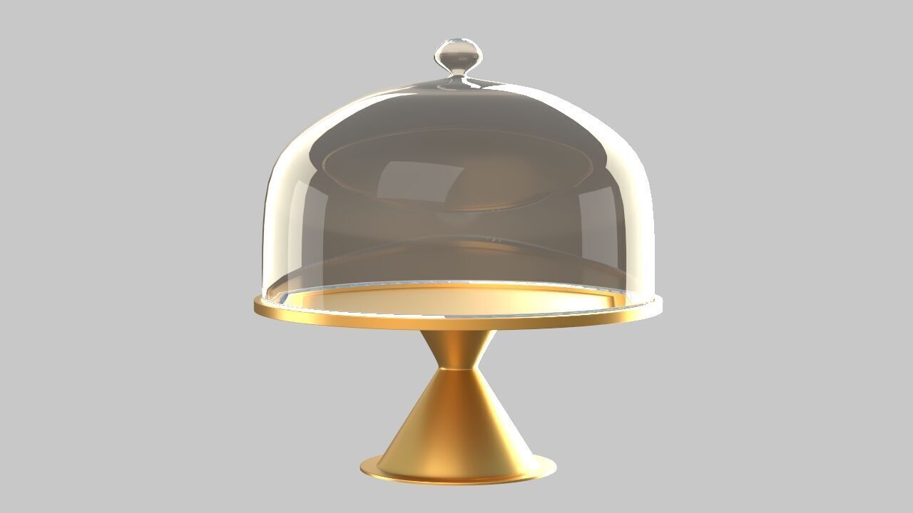 cake stand and glass 3D model_2