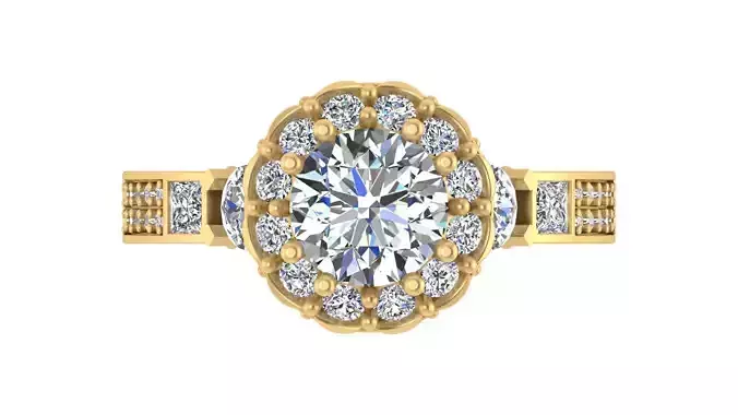  Vintage Inspired Halo Diamond Engagement Ring 