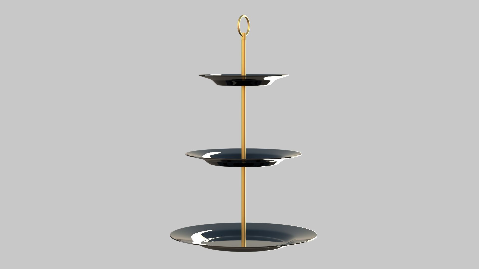 Round cake stand black 3D model_2