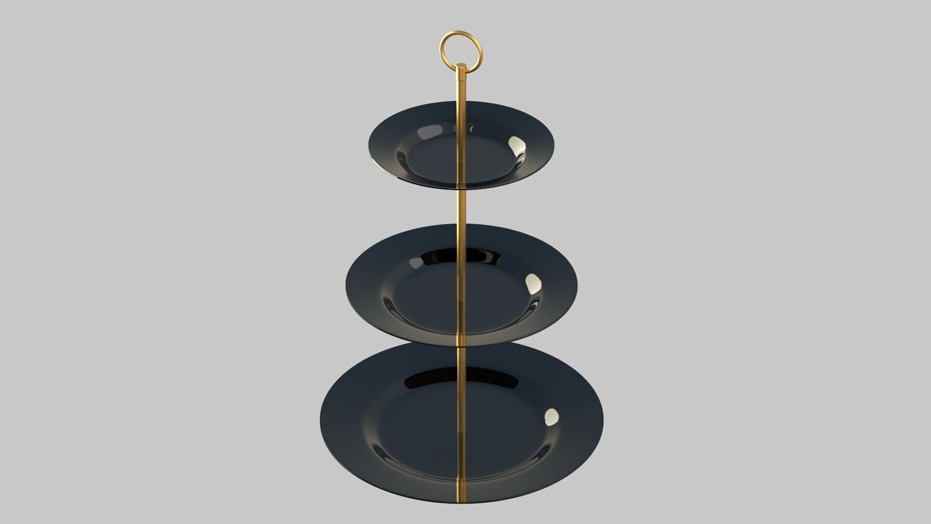 Round cake stand black 3D model_4