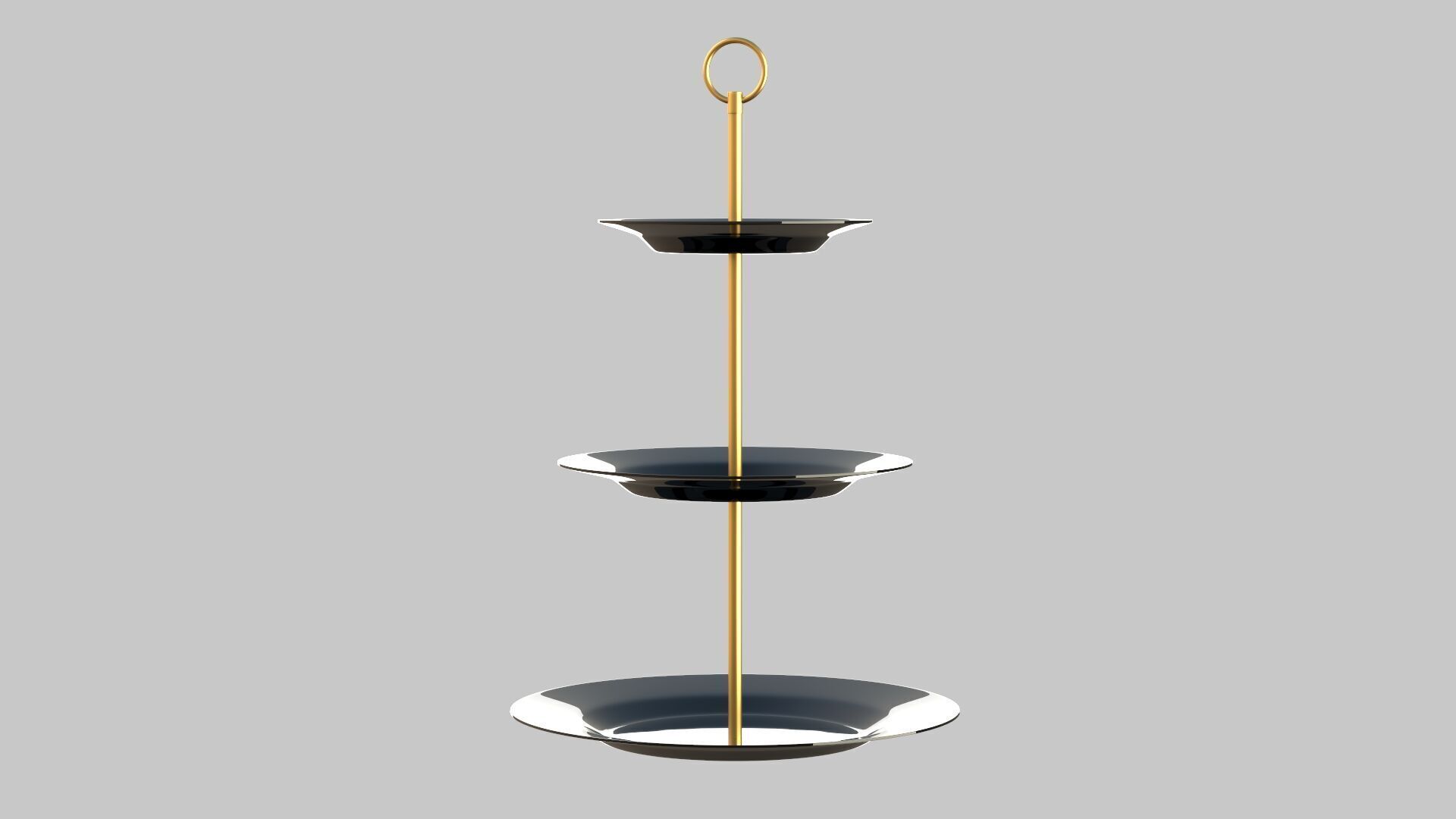 Round cake stand black 3D model_3