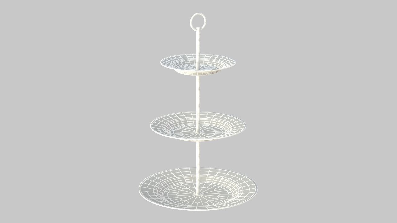 Round cake stand black 3D model_6