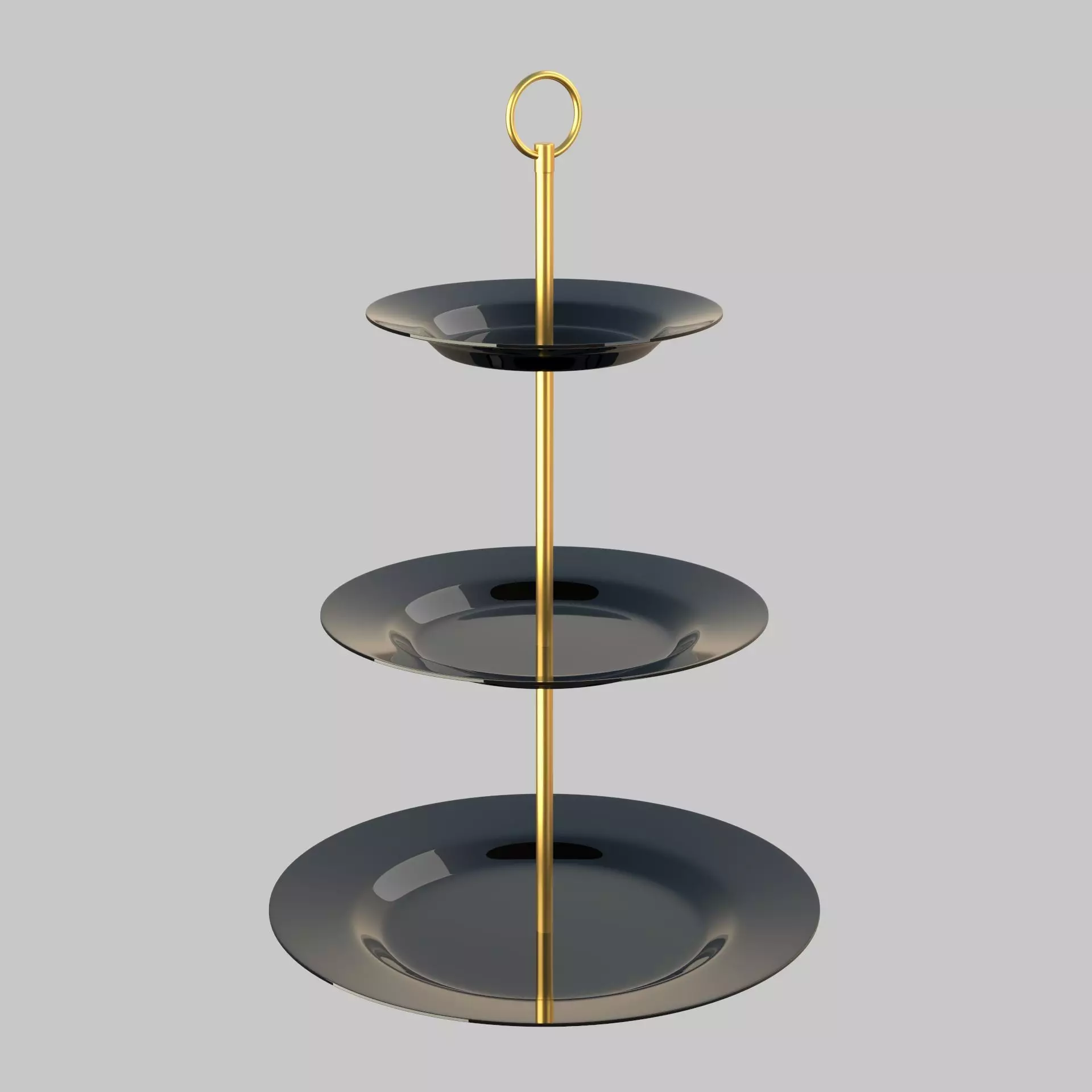 Round cake stand black 3D model_0