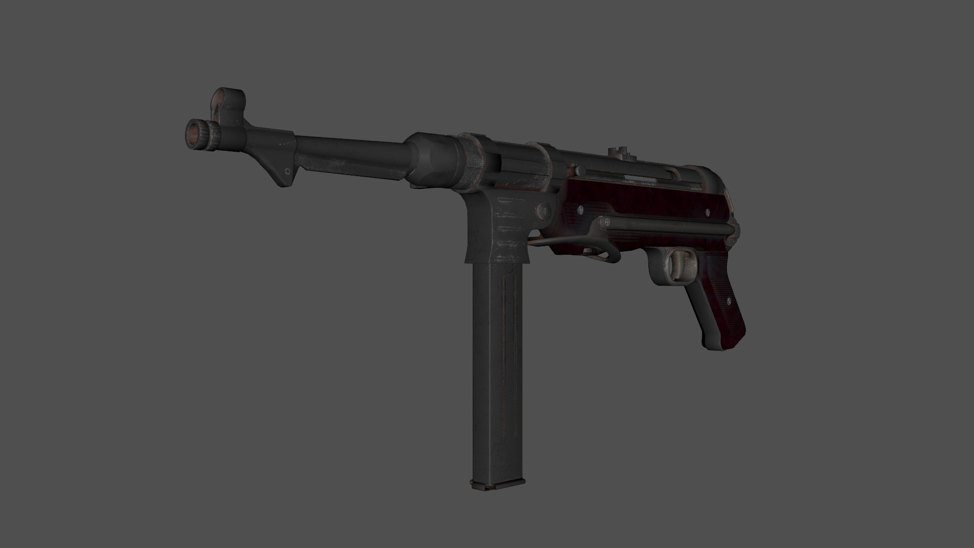 MP 40 WW2 Submachine gun Low-poly 3D model_7