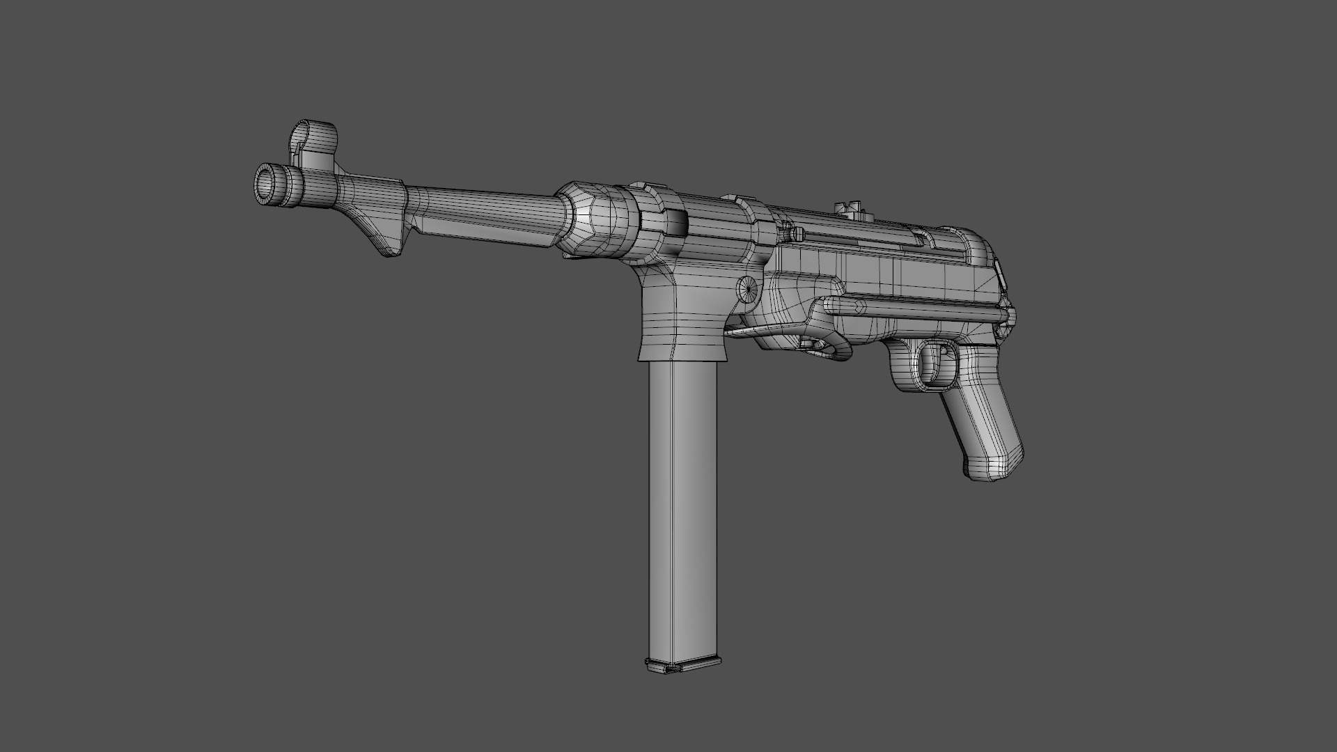 MP 40 WW2 Submachine gun Low-poly 3D model_9