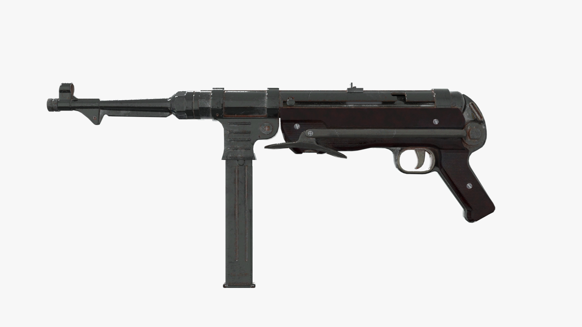 MP 40 WW2 Submachine gun Low-poly 3D model_4